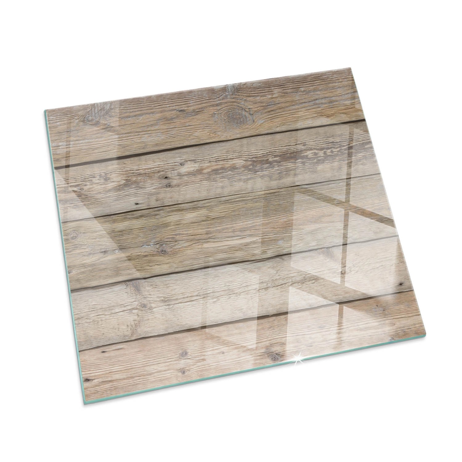 Tulup Glasplatte für Kamin Holzbrett im Layout Funkenschutzplatte Kaminöfen Quadrat 60x60 cm Beige Glasplatte für Kamin Glasplatte unter Kaminöfen