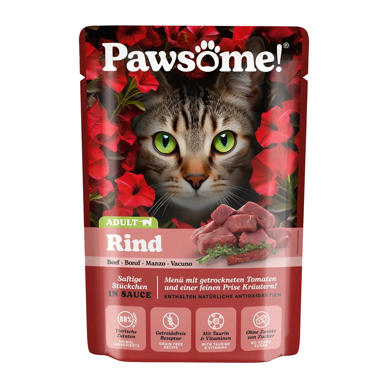 Pawsome Katzen-Nassfutter Adult Rind 85 g