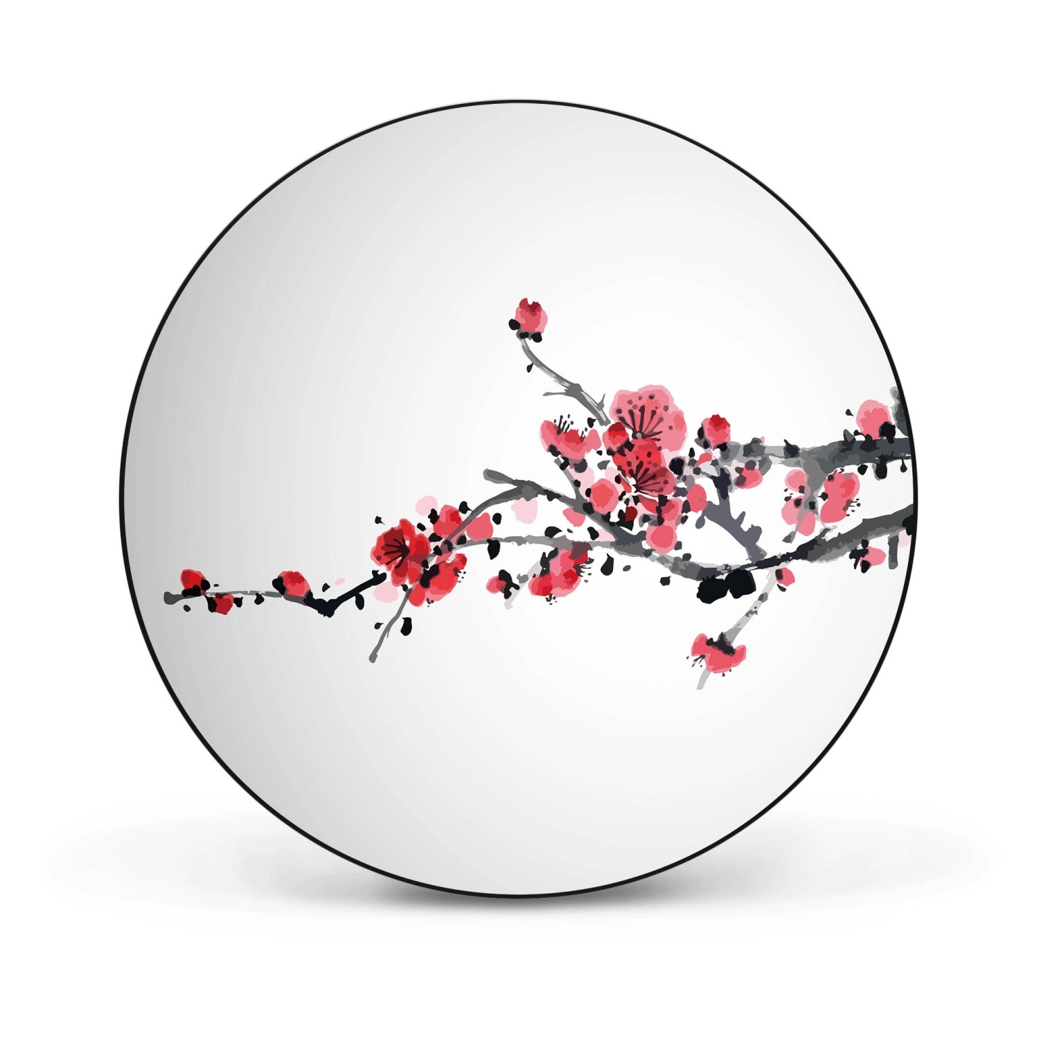 Banjado Magnettafel Rund Größe 47cm Magnetwand Schwarz Aus Metall Magnetpinnwand Pinnwand Motiv Japanische Blüten 2