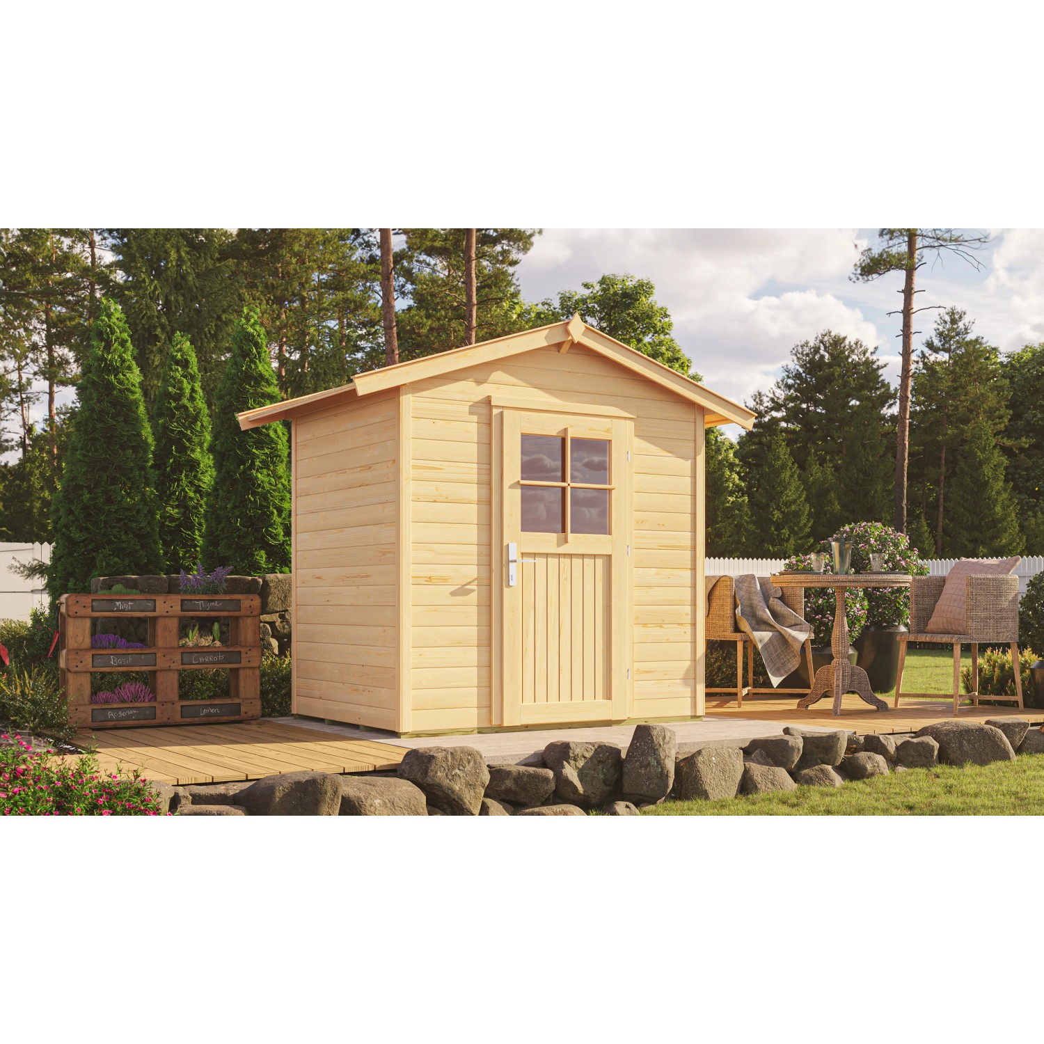 OBI Outdoor Living Holz-Gartenhaus Monza Satteldach Unbehandelt 205 cm x 174 cm