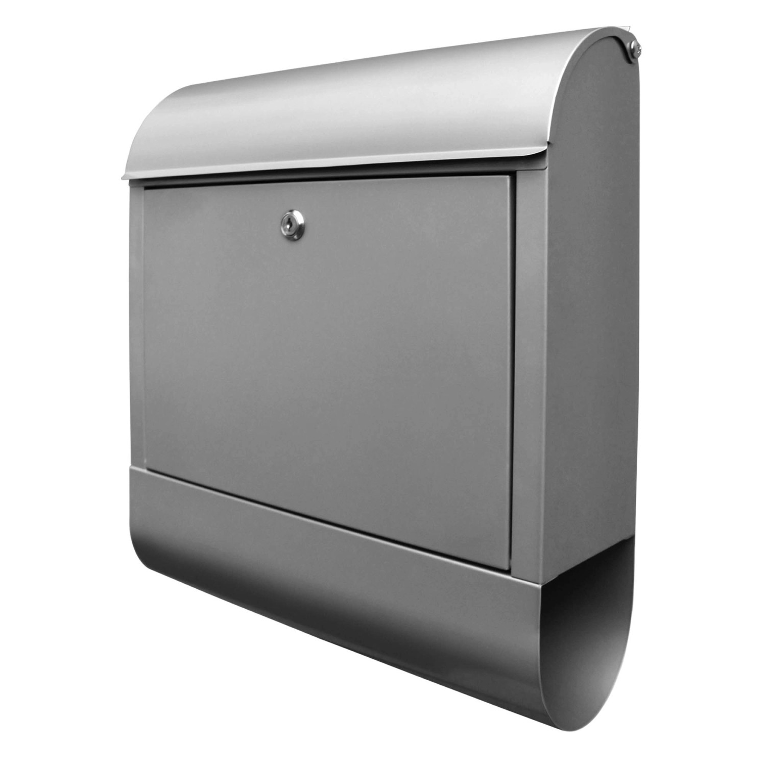 banjado® Design Briefkasten 39x47x14cm & 2 Schlüssel - Briefkasten Stahl Silber mit Zeitungsfach pulverbeschichtet BK Blanco