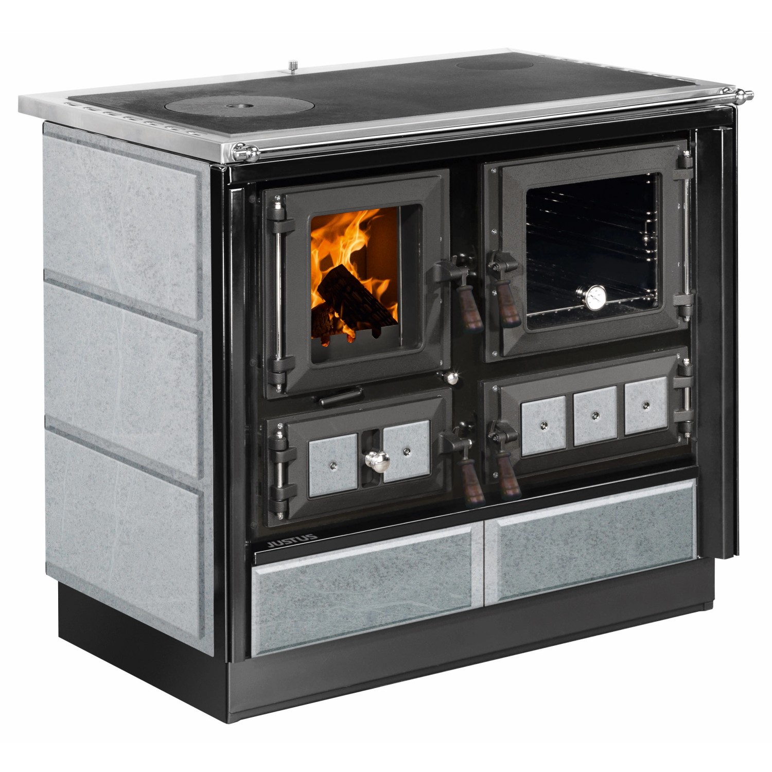 Justus Küchenofen Rustico 90 2.0 Speckstein Schwarz 7 kW