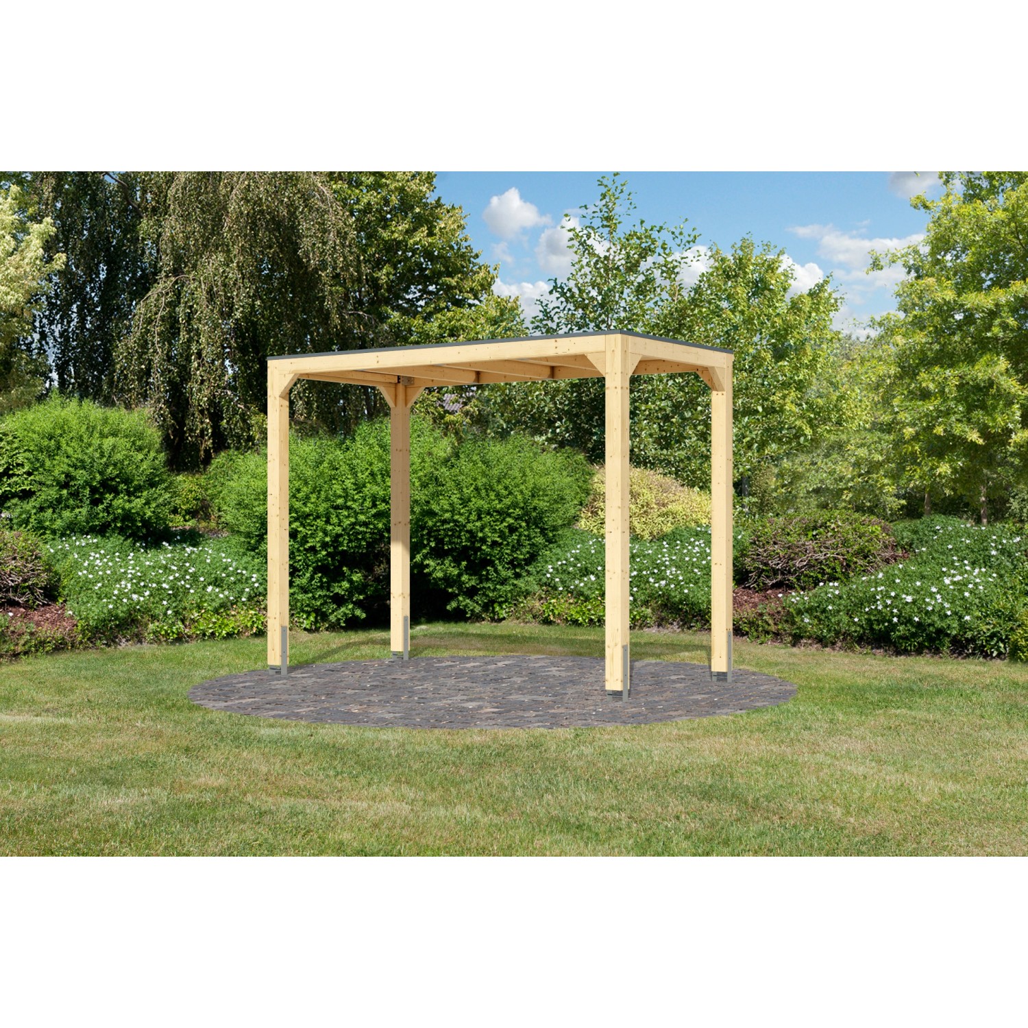 Karibu Pavillon Fyrkant Pavillon Halb Naturbelassen 239 x 295,2 x 135 cm