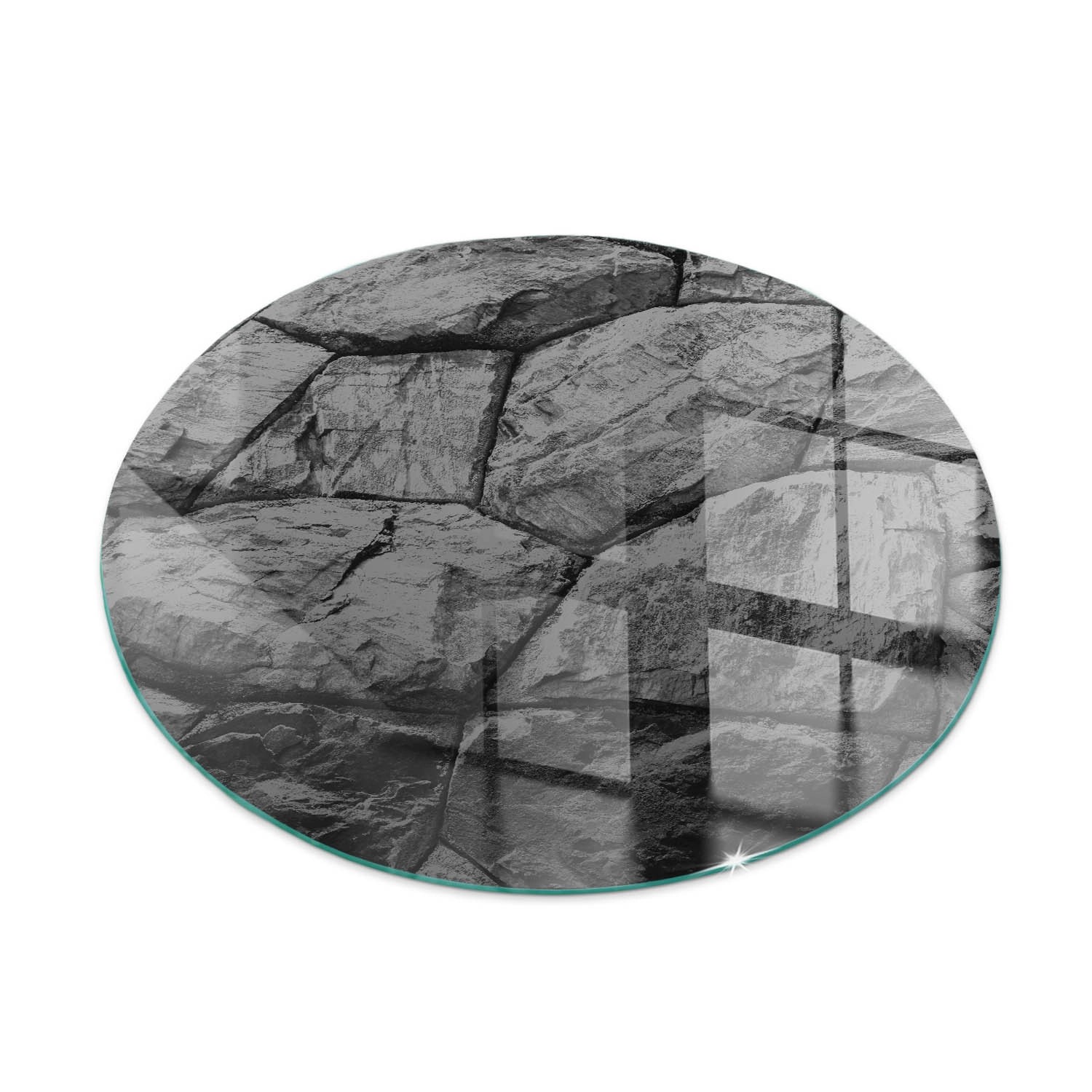 Tulup Glasplatte für Kamin Natursteinmuster Glasplatte unter Kaminöfen Runden 70x70 cm Grau Glasplatte für Kamin Vorlegeplatte für Kaminöfen