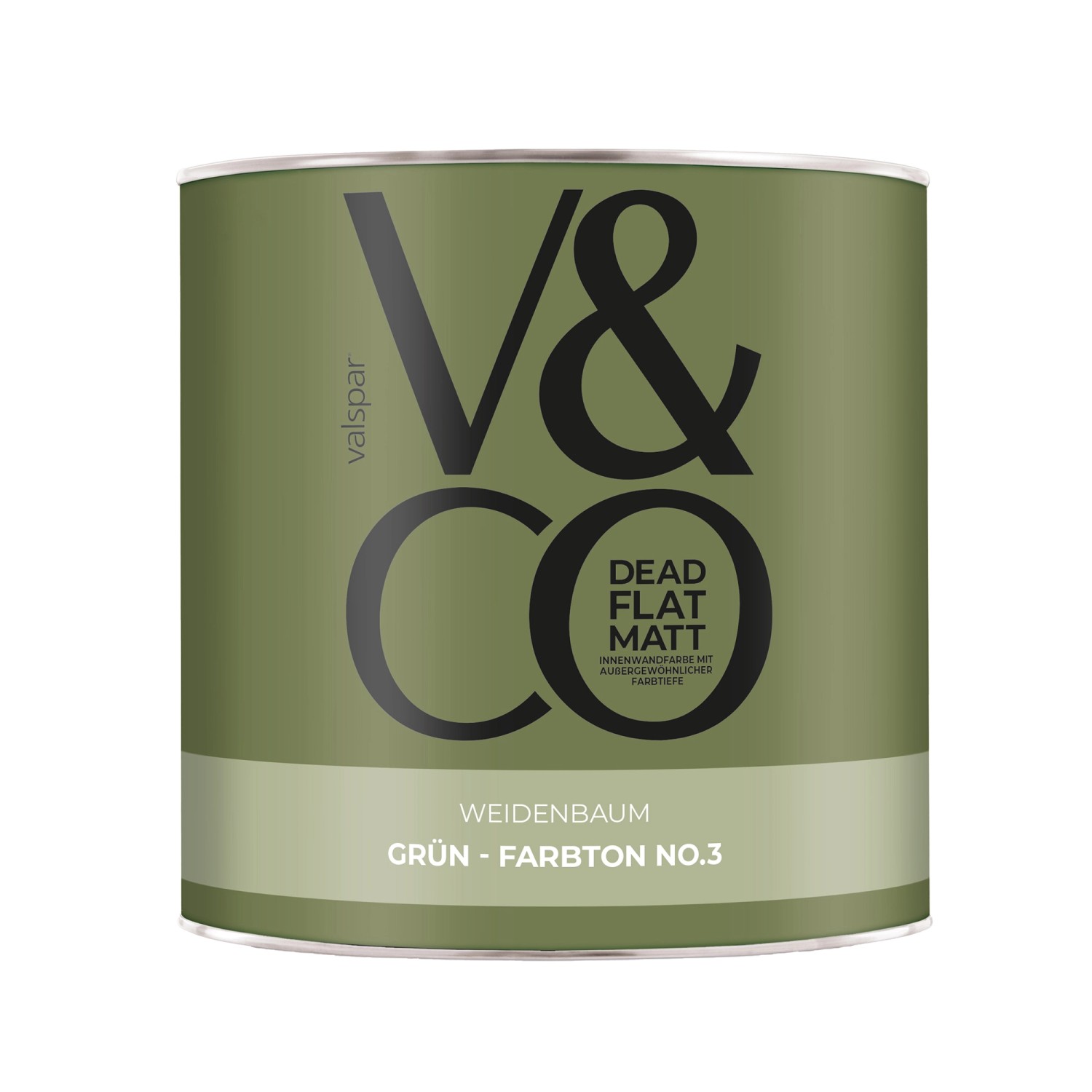 V&CO Premium-Innenfarbe Dead Flat Matt Grün Farbton 3 Weidenbaum 2,5 l