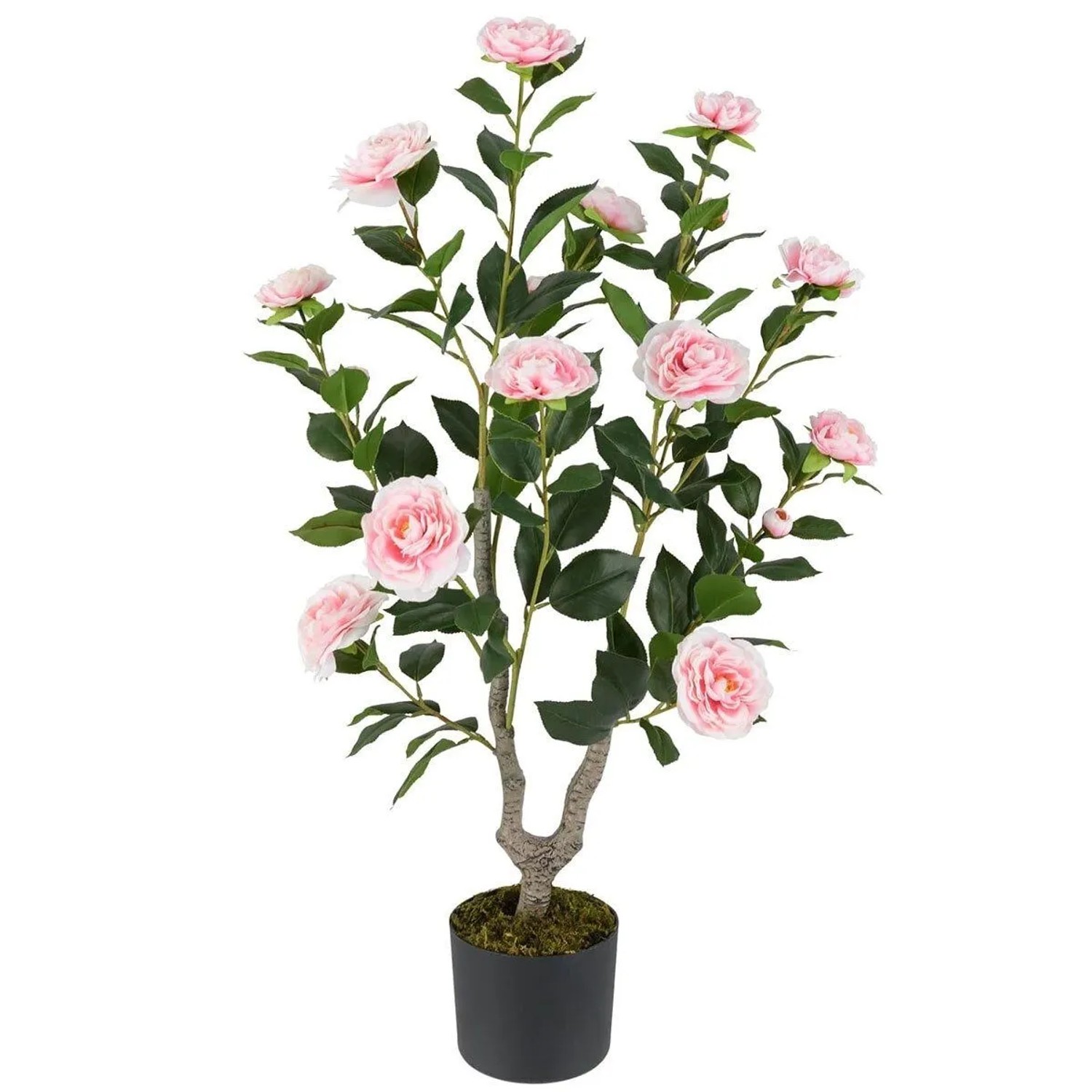 Costway Kunstbaum mit 16 Blüten und 116 Blättern Rosa 90 cm