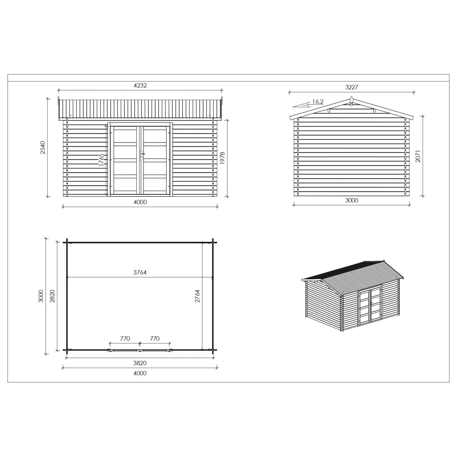 Altanka Gartenhaus, Gerätehaus 12 m2, 4x3 m, 28 mm, Imprägniert Altanka Gartenhaus Gerätehaus 12 m2 4x3 m 28 mm Imprägniert DOM677