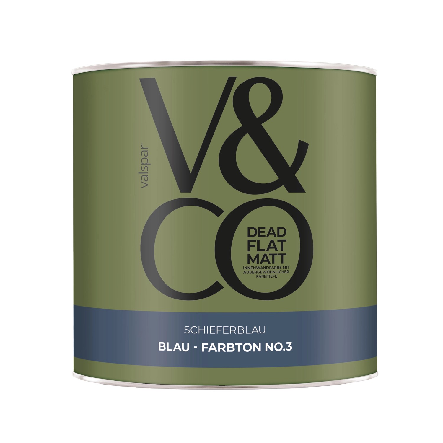 V&CO Premium-Innenfarbe Dead Flat Matt Blau Farbton 3 Schieferblau 2,5 l