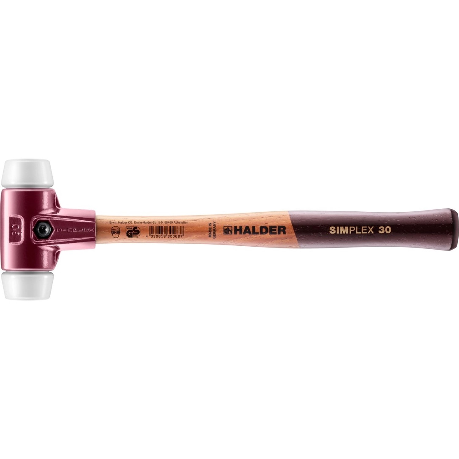 Halder Simplex Schonhammer Ø 30 mm Superplastik mit Tempergussgehäuse