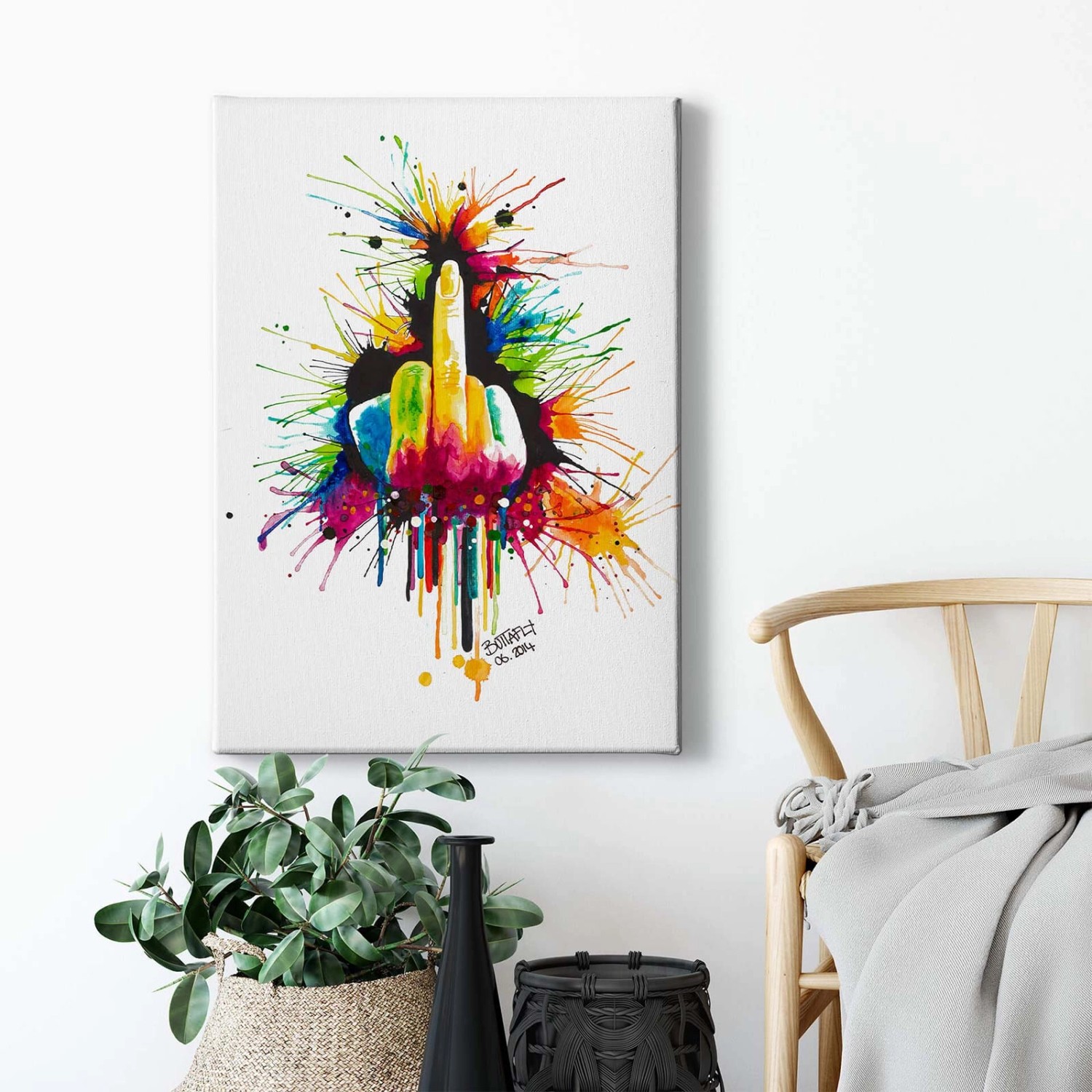 Bricoflor Mittelfinger Bild Bunt Ausgefallenes Leinwandbild Mit Stinkefinger Für Wohnzimmer Und Jugendzimmer Modernes Kunst Bild Auf Leinwand