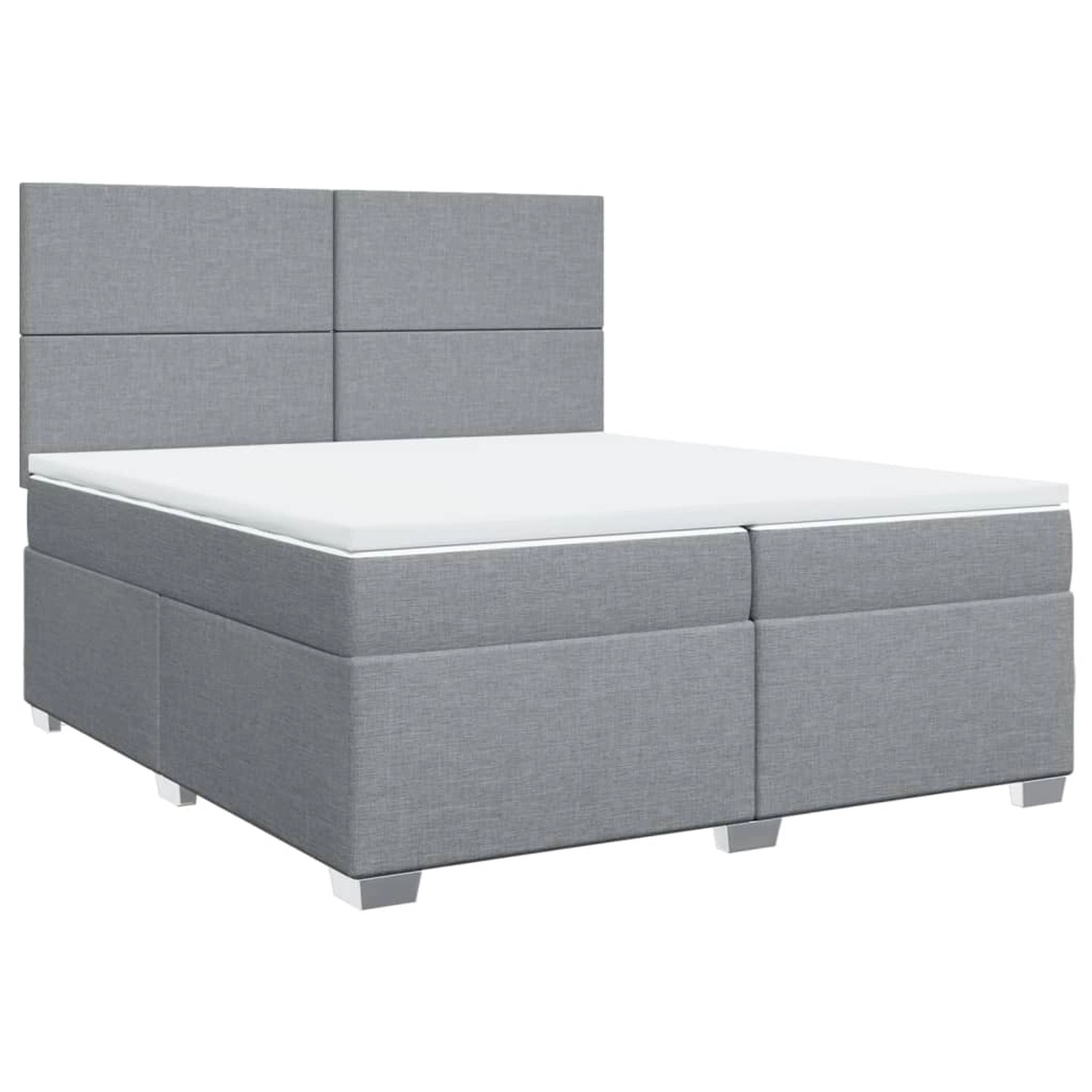 vidaXL Boxspringbett mit Matratze Hellgrau 200x200 cm Stoff2106033