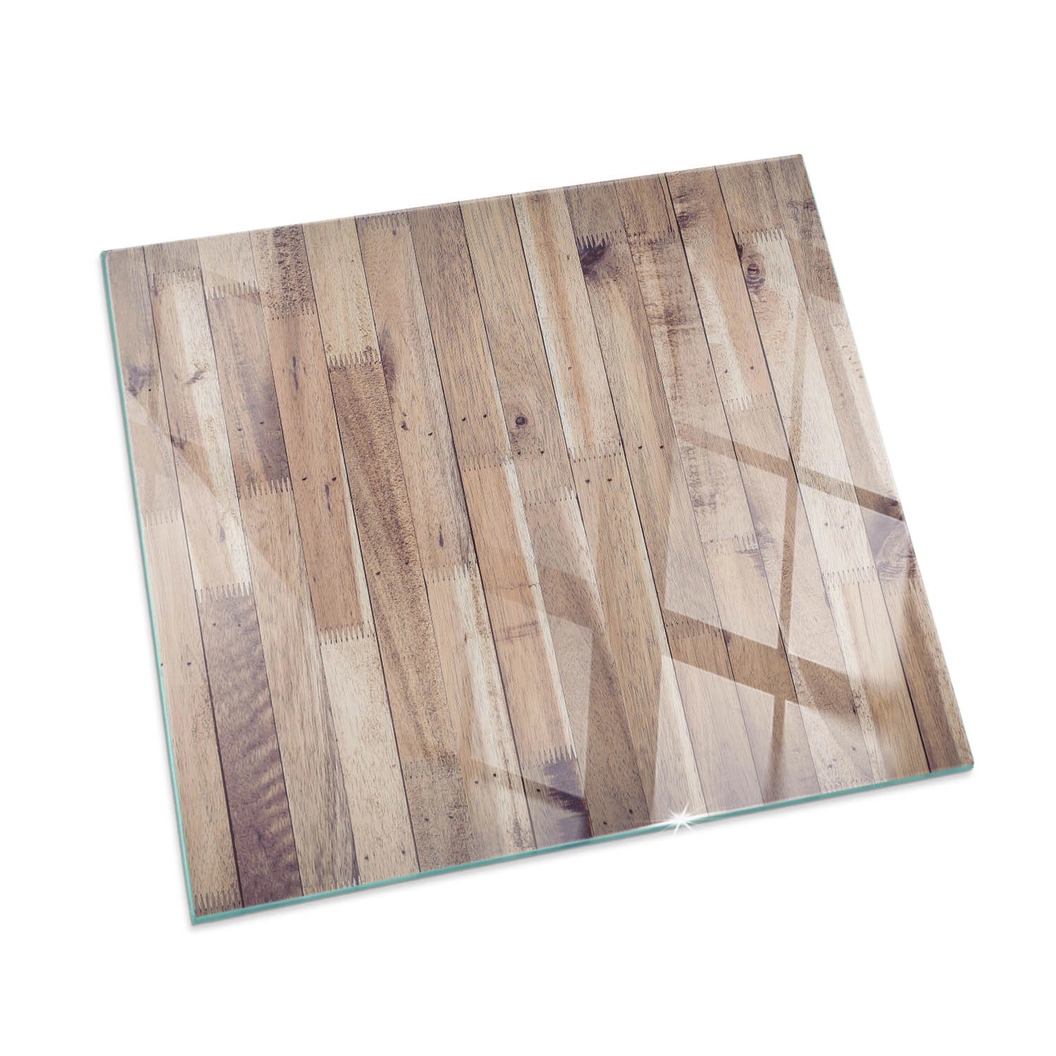 Tulup Glasplatte für Kamin Holzbrett im Layout Funkenschutzplatte Kaminöfen Quadrat 50x50 cm Braun Glasplatte für Kamin Glasplatte unter Kaminöfen