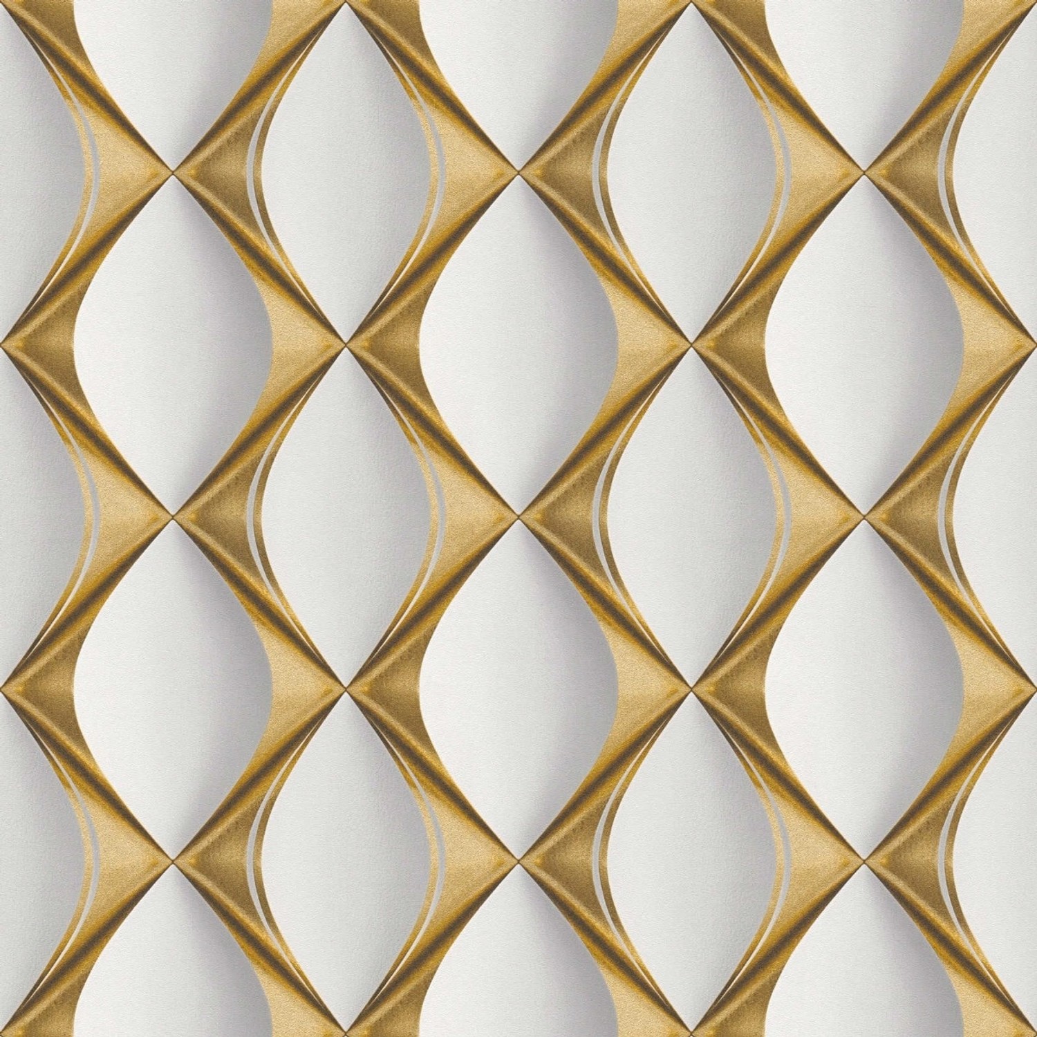 Bricoflor 3D Tapete Mit Ornamenten Elegante Vliestapete In Weiß Gold Für Jugendzimmer Und Schlafzimmer Vlies Mustertapete