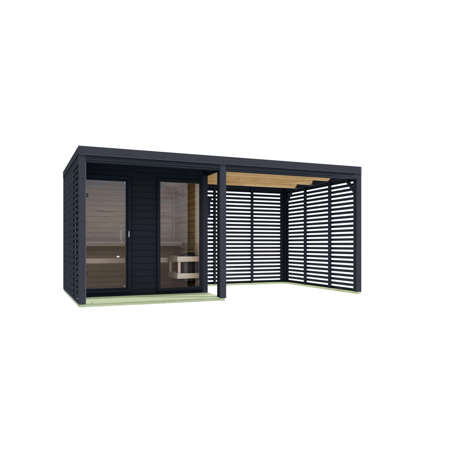 Chillroi Saunahaus Angelus L Inklusive Anbau und Saunaofen Integriert Steuerung