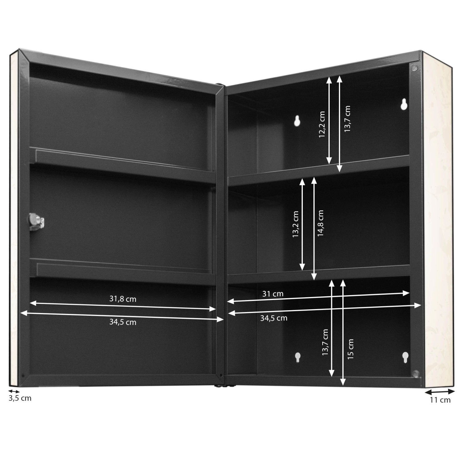 Banjado XXL Medizinschrank Abschliessbar 35x46x15cm Arzneischrank Anthrazit Aus Metall Mit Motiv Mehendi