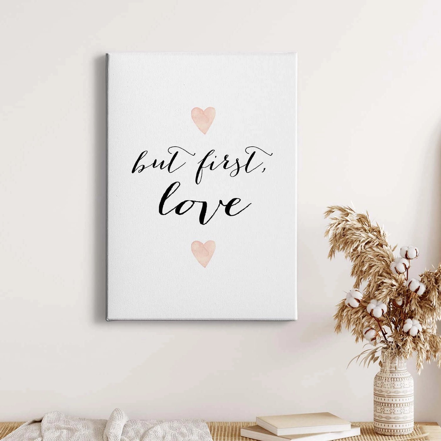 Bricoflor Leinwand Bild Mit Spruch Romantisches Schlafzimmer Und Wohnzimmer Bild Mit Herzchen Modernes Wandbild Für Jugendzimmer Von Mädchen