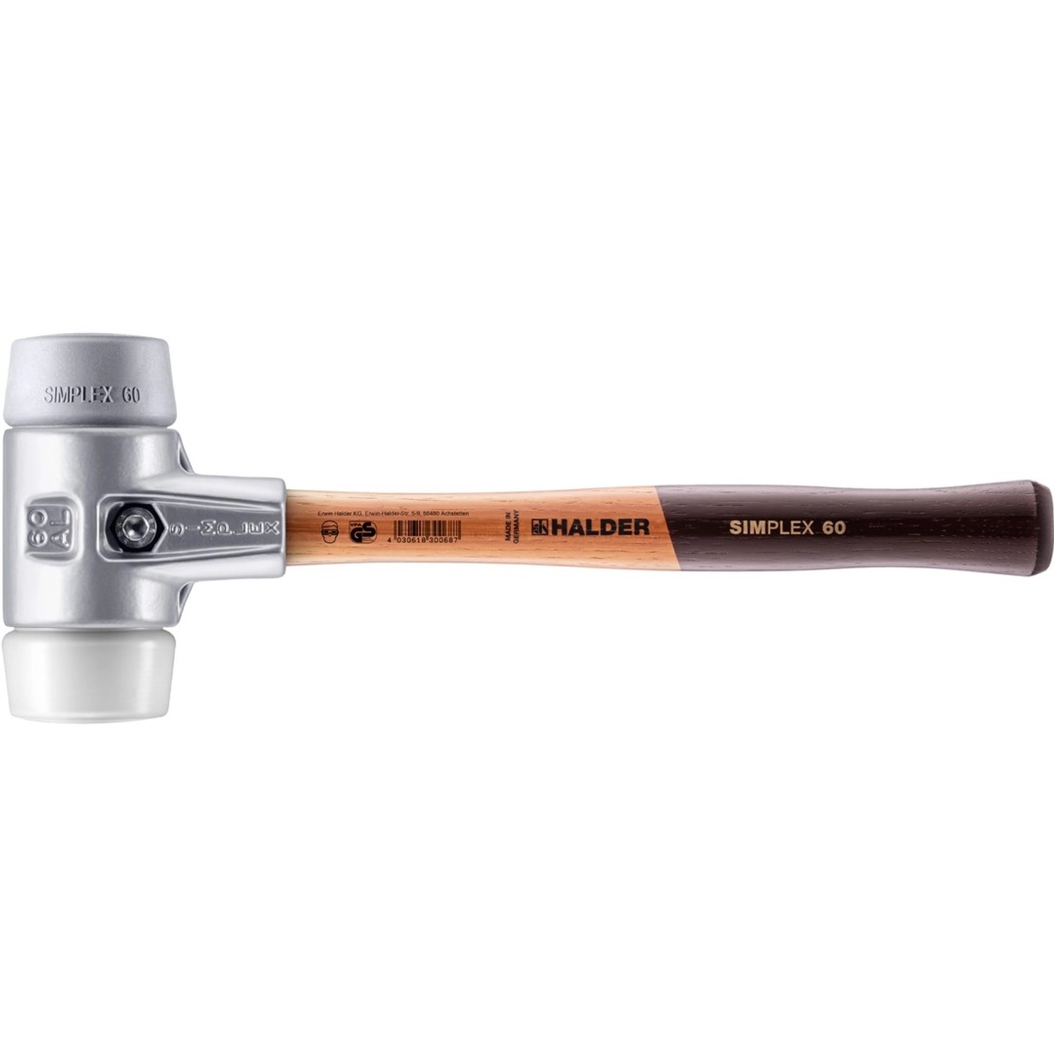 Halder Simplex Schonhammer Ø 60 mm TPE-mid Grau Superplastik Weiß