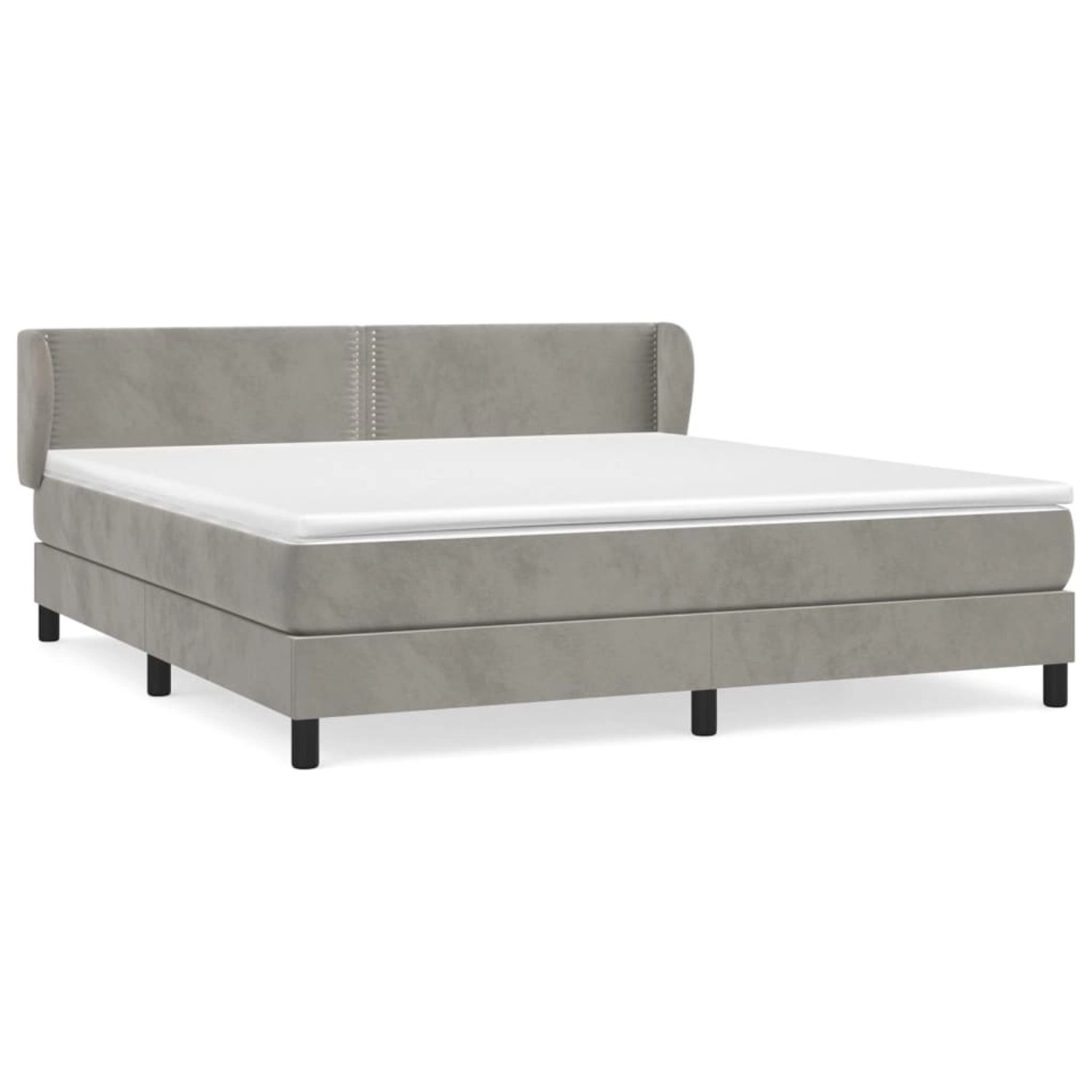 vidaXL Boxspringbett mit Matratze Hellgrau 180x200 cm Samt1383254