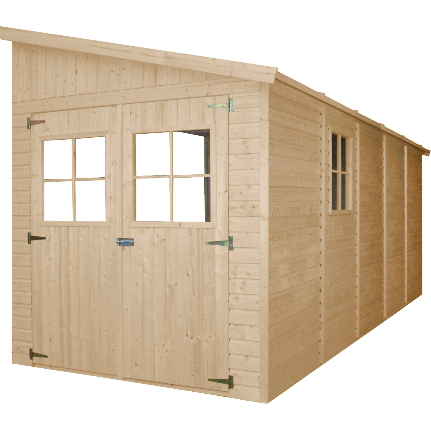 Timbela Anbau-Gartenhaus Holz M341+M341G 10 m² ohne Seitenwand mit Boden