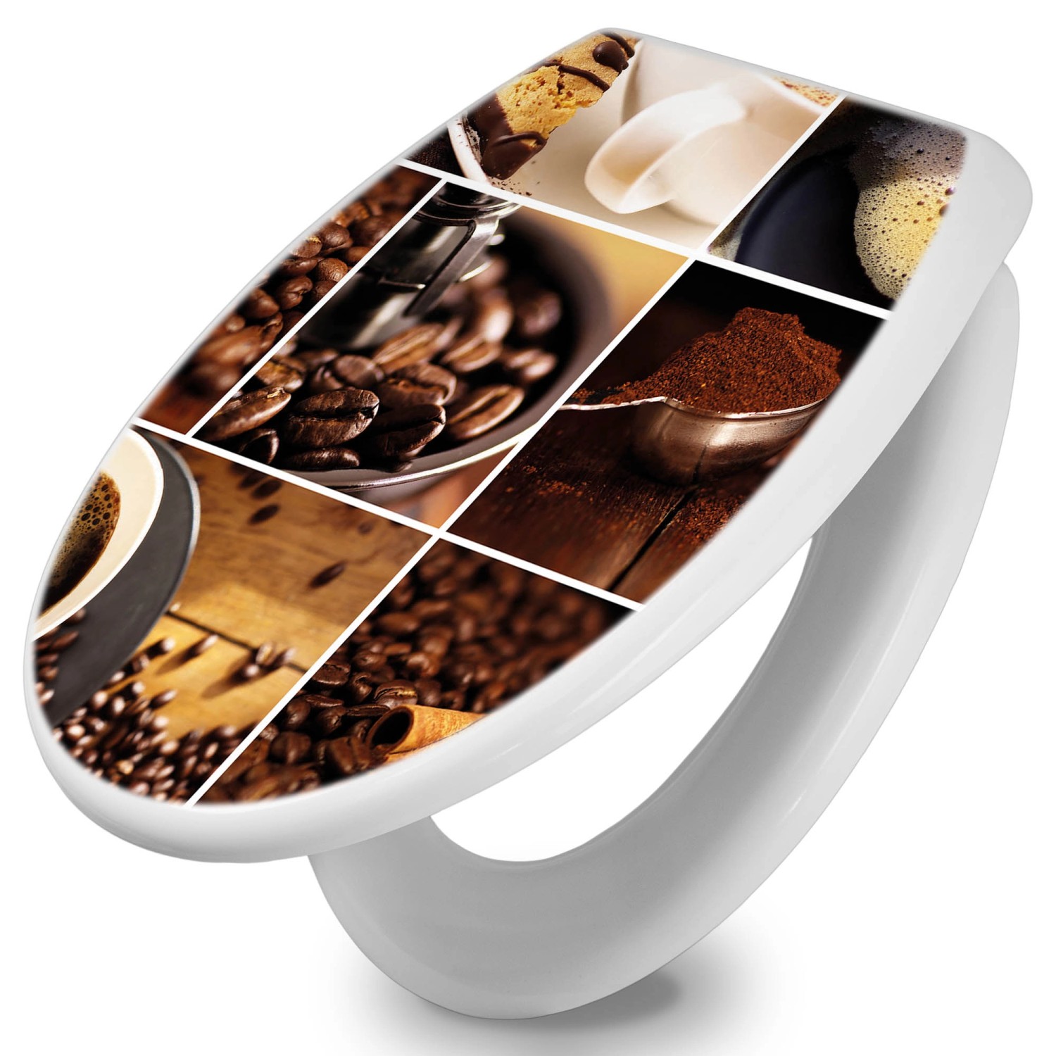 Banjado Toilettendeckel Mit Absenkautomatik WC-Sitz Soft Close Weiß Hygienischer Duroplast Leichte Montage Mit Motiv Kaffee&Schokolade