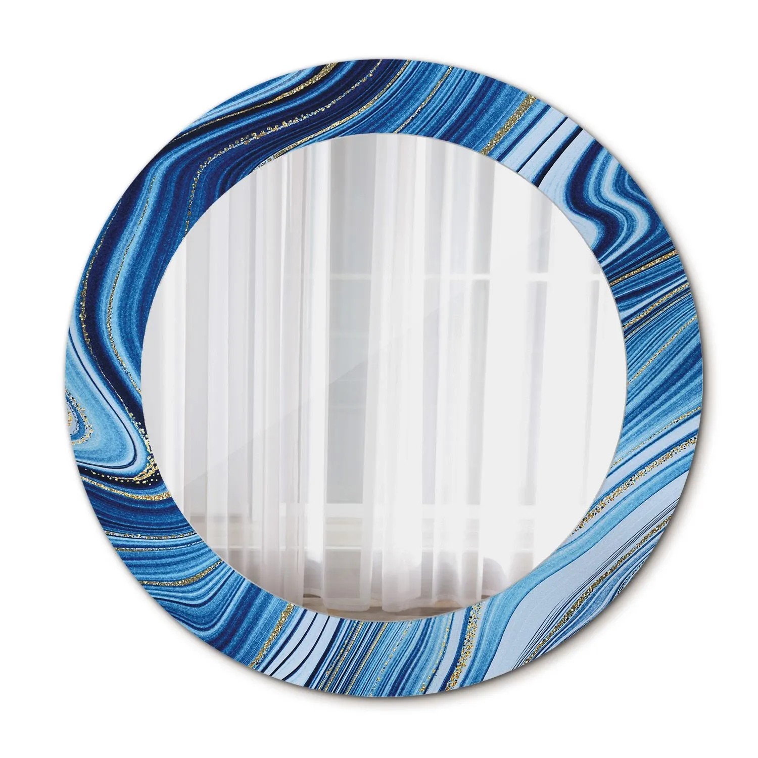 Tulup Spiegel mit Motivdruck Marmorfluss 60x60 cm Runder Spiegel Aufdruck Spiegel Ornament Spiegel Ornamente