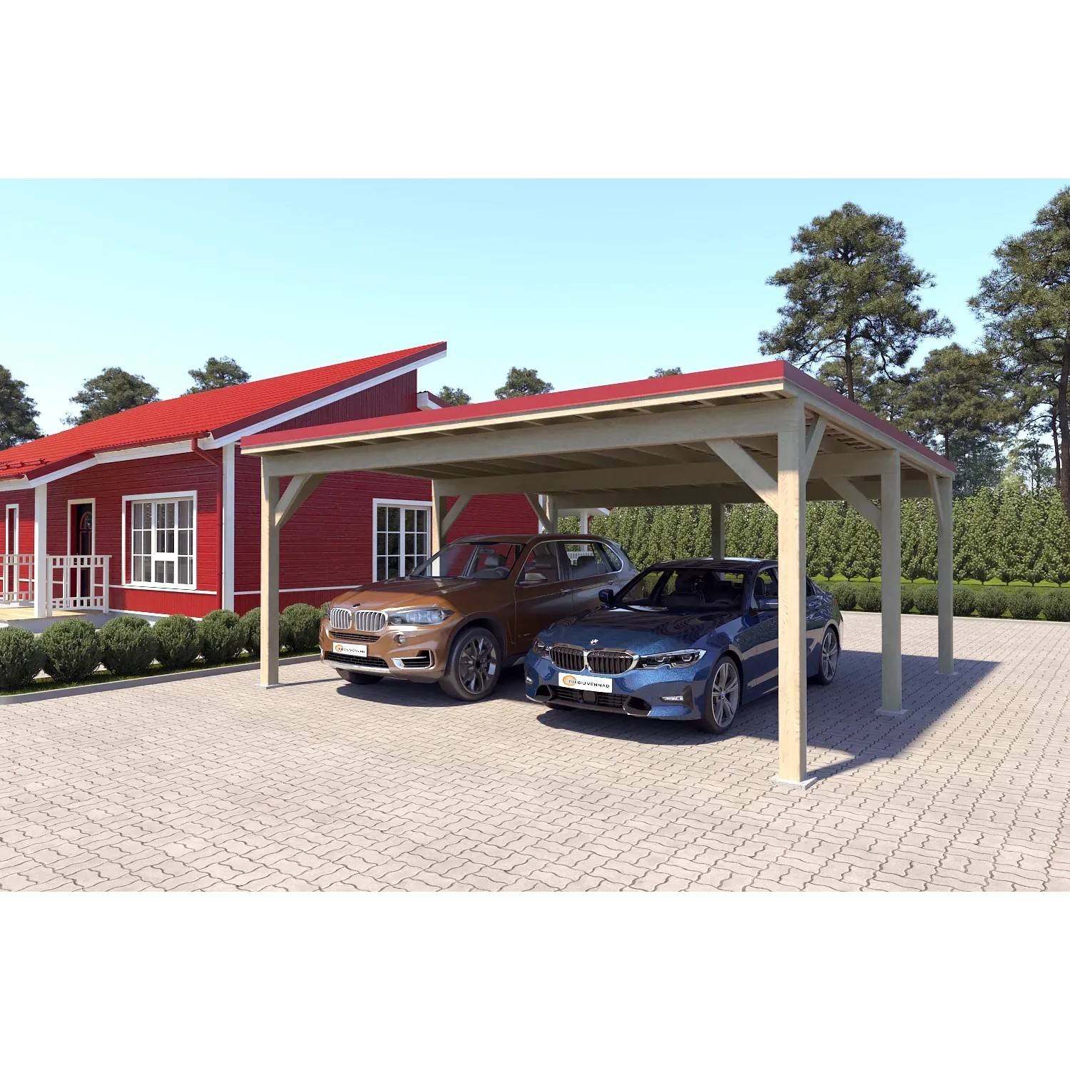 Holzbrüder Carport Ralf 36m² 150kg/m² Natur-Rot