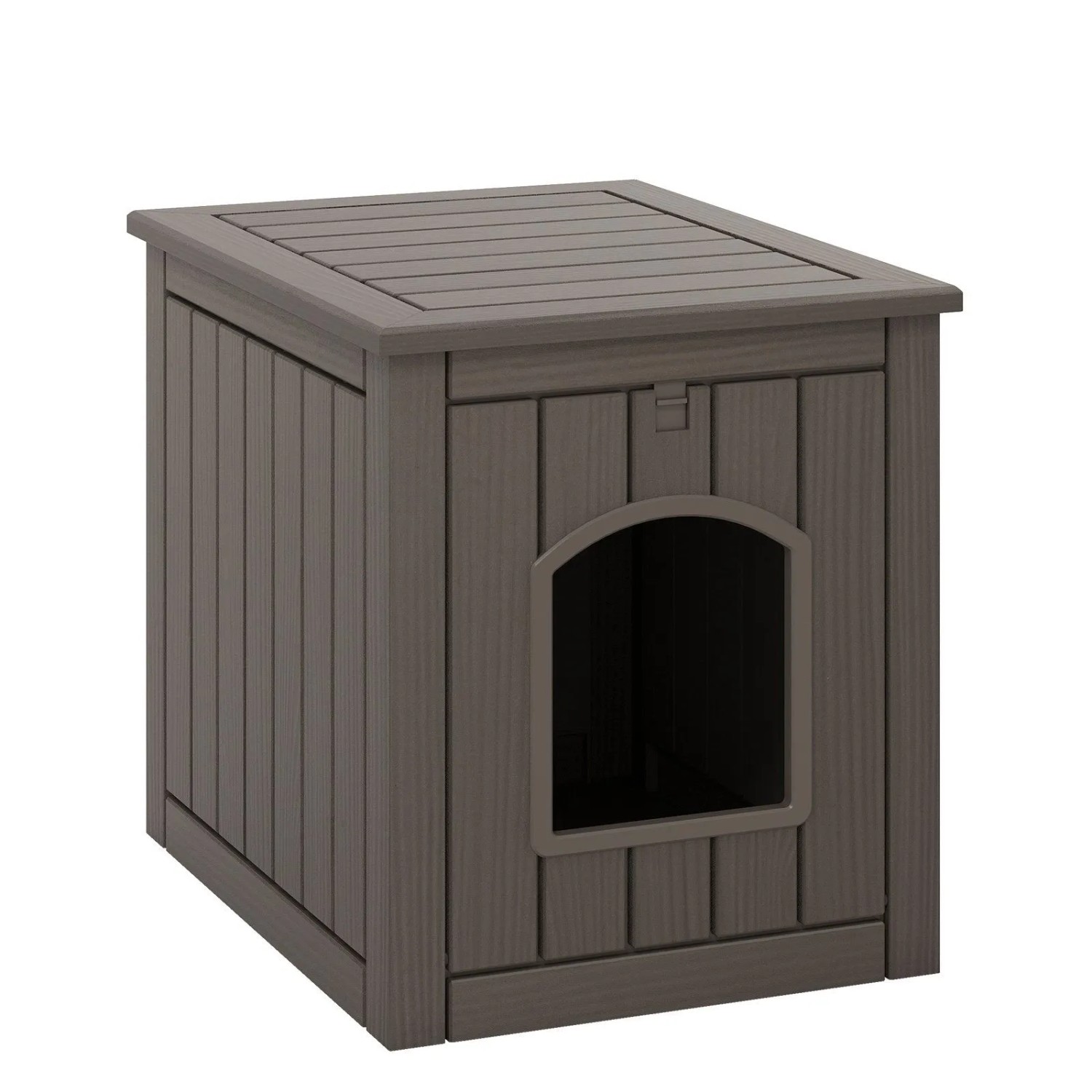 Costway Katzenklo Schrank mit Klapptür & Erhöhtem Boden Grau