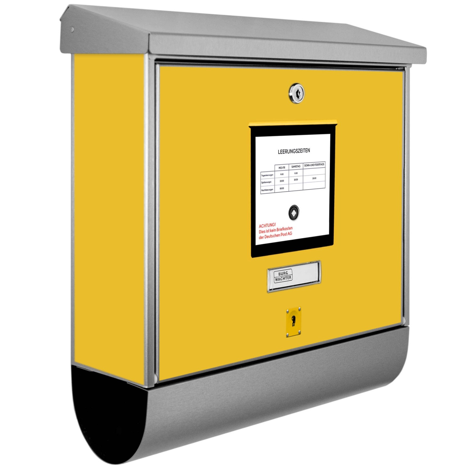 Banjado Briefkasten Edelstahl 38x39x12cm Mit Zeitungsfach Inkl. Montagematerial Motiv Briefkasten Gelb
