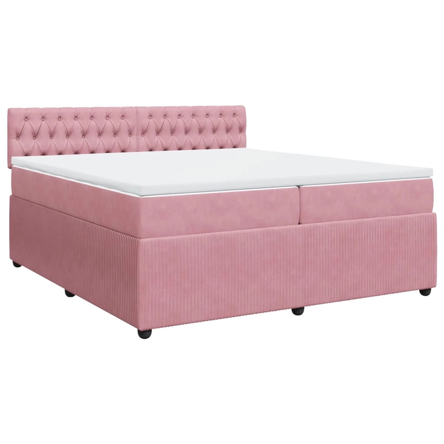 vidaXL Boxspringbett mit Matratze Rosa 200x200 cm Samt2104267