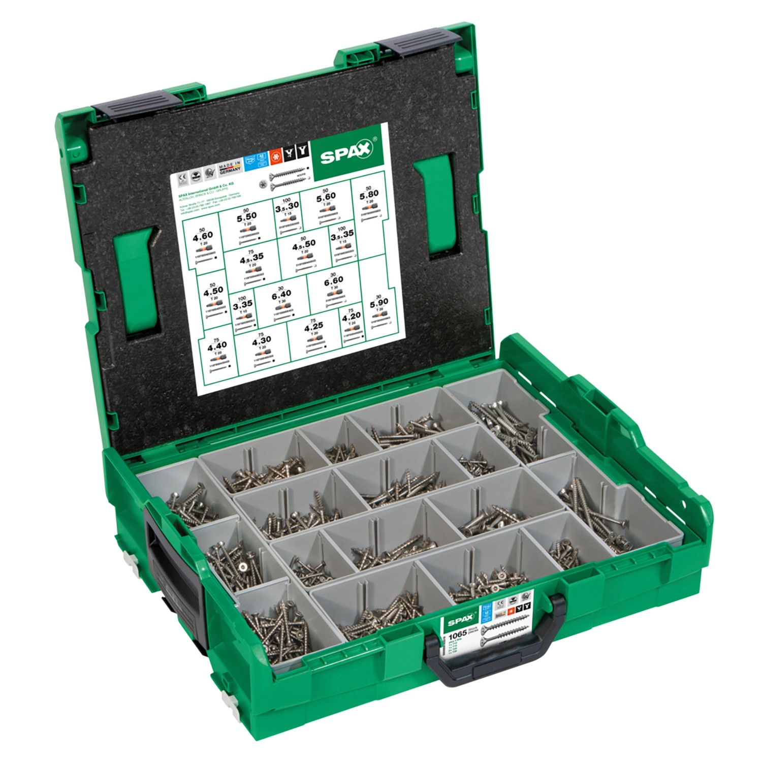 Spax Montagekoffer L-Boxx A2 T-Star Plus 1.065 Schrauben 5 Bits