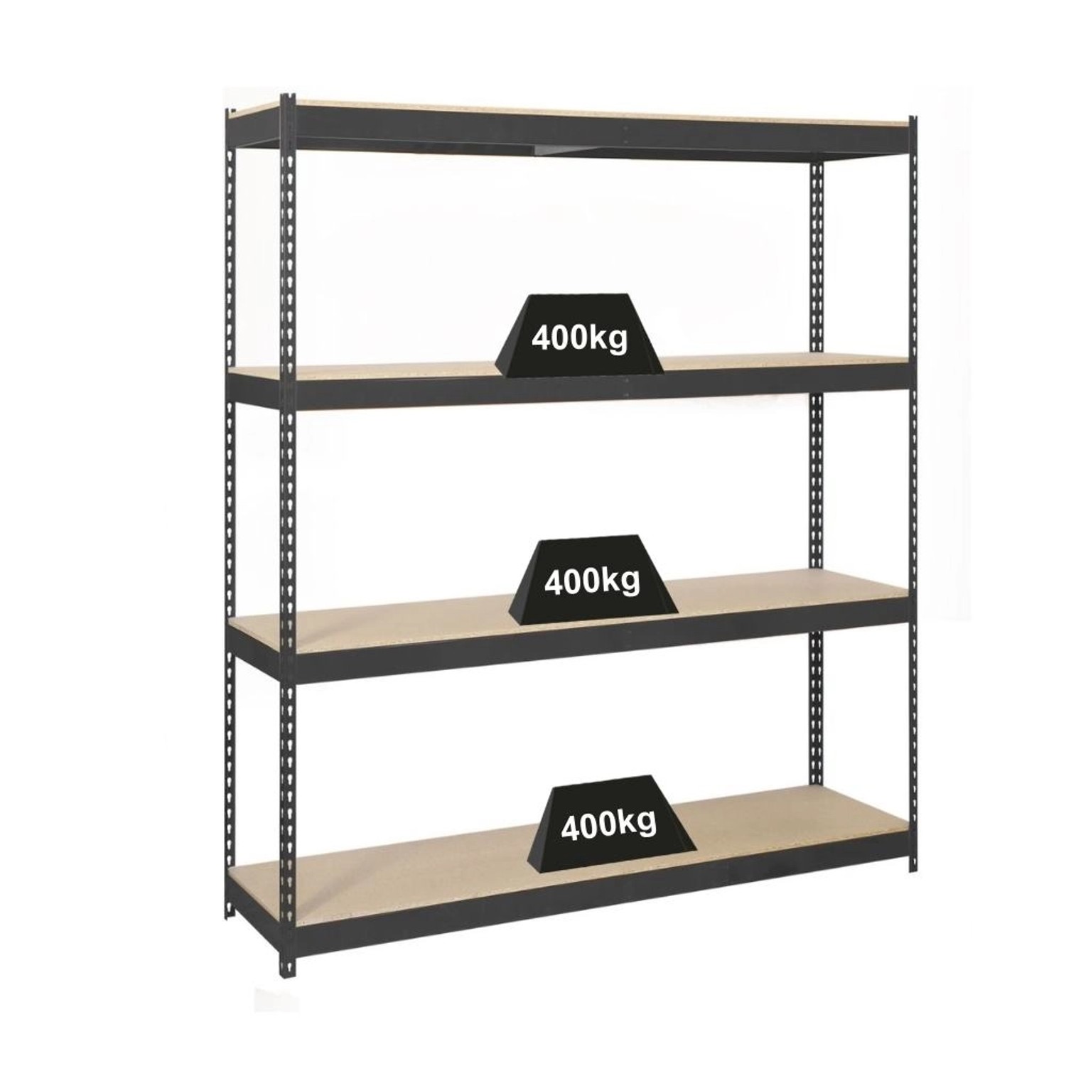 PROREGAL Schwerlastregal Wood Yeti Four HxBxT 200 x 150 x 75 cm Fachlast 400 kg Anthrazit