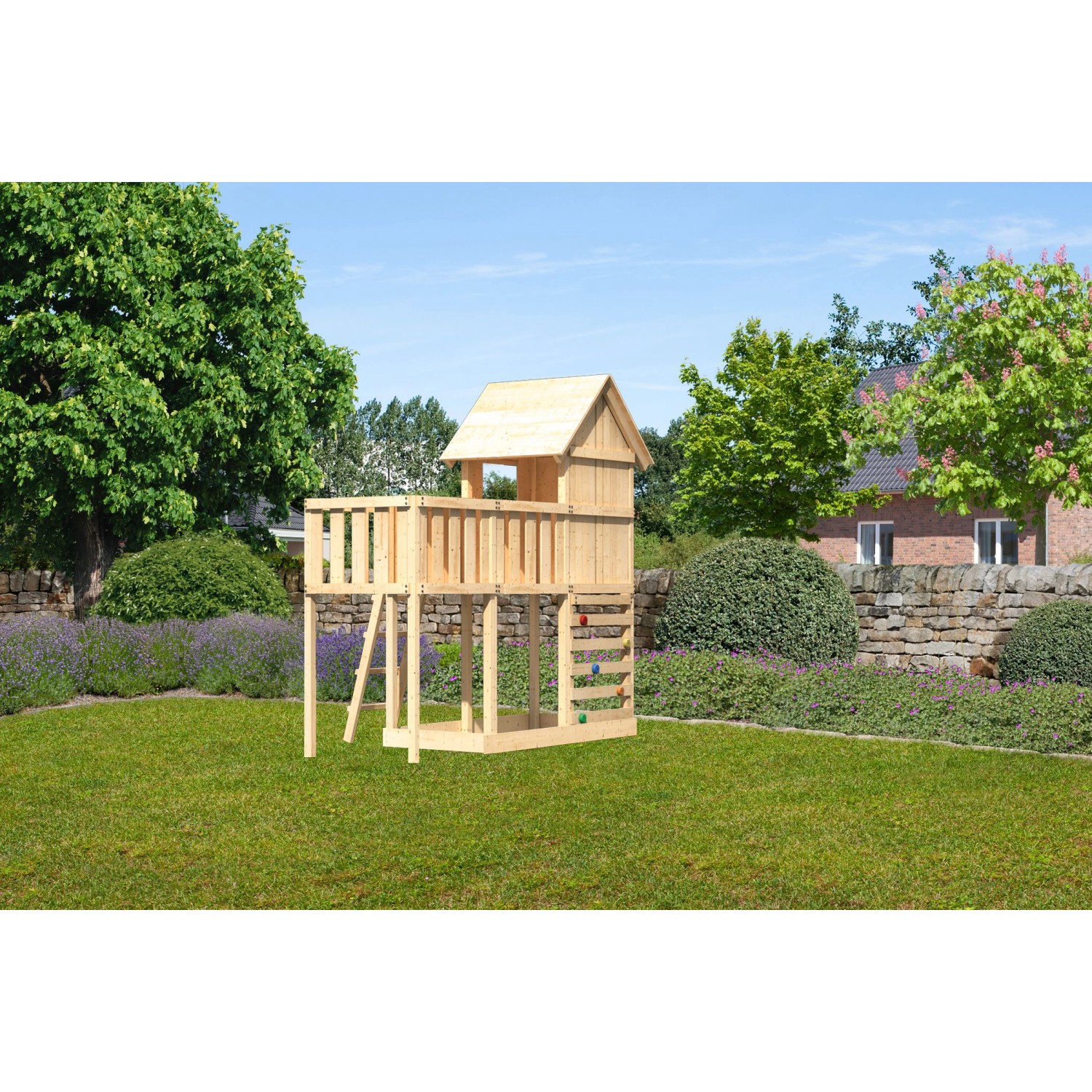 Karibu Stelzenhaus Frieda Anbauplattform Kletterwand
