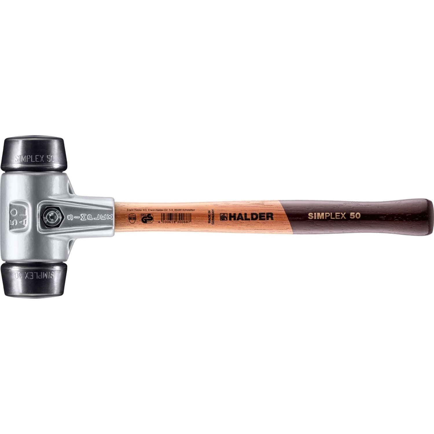 Halder Simplex Schonhammer Ø 50 mm Gummi mit Aluminiumgehäuse