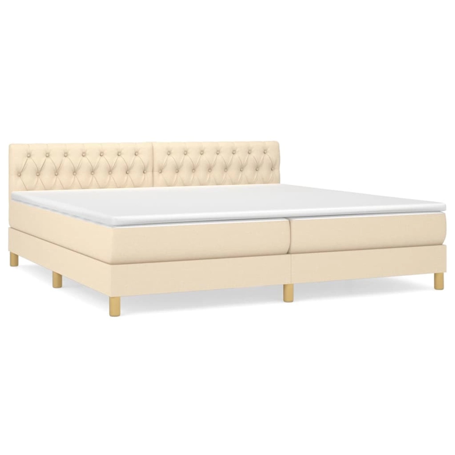 vidaXL Boxspringbett mit Matratze Creme 200x200 cm Stoff1389644