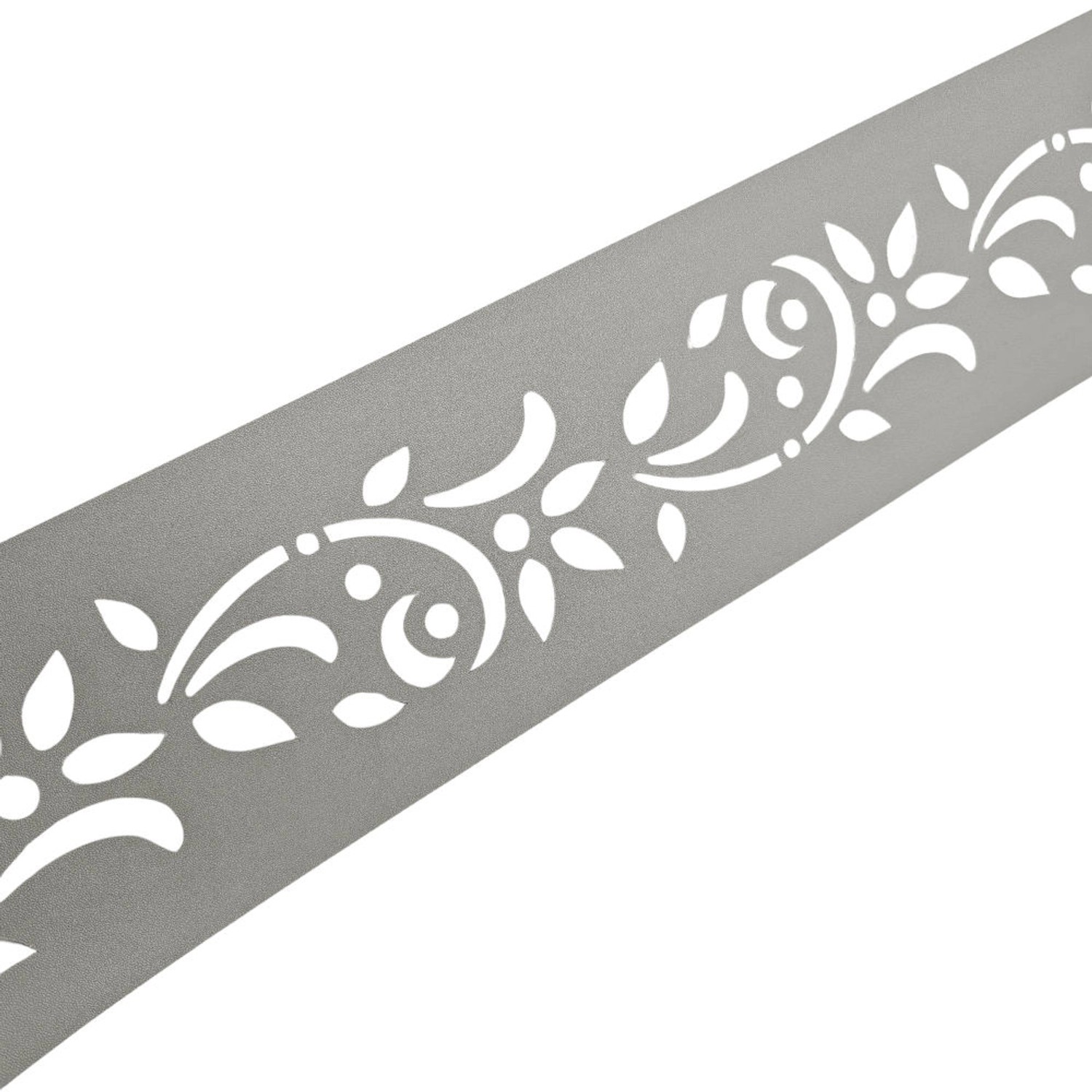 zaunzu Sichtschutz PREMIUM Dekor Floral1 Sichtschutz Steingrau 2,55m