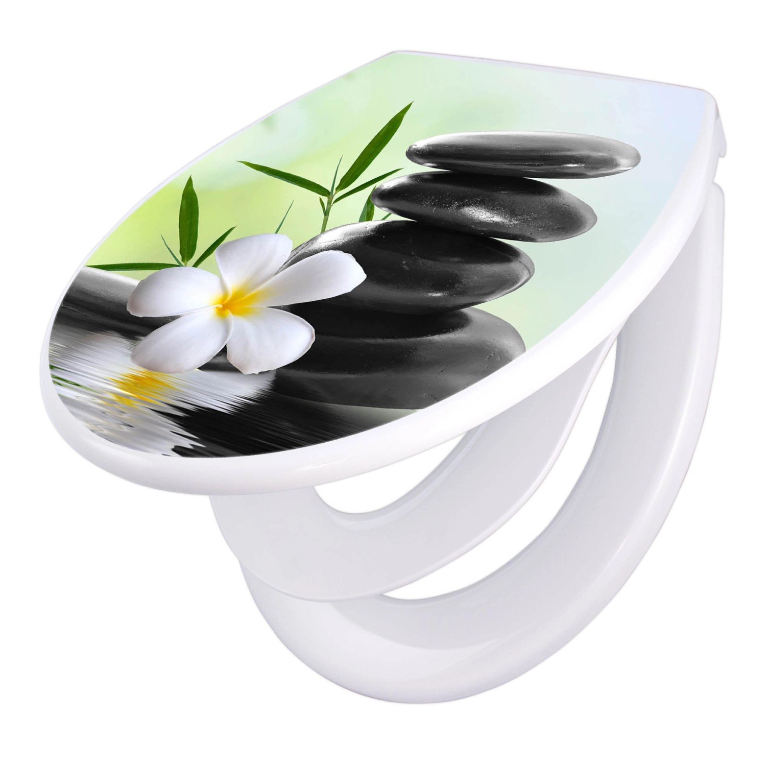 Banjado Familien WC Sitz Mit Absenkautomatik Universeller Klodeckel Mit Kindersitz Hochwertiges Polypropylen Mit Motiv Steine & Relax 6