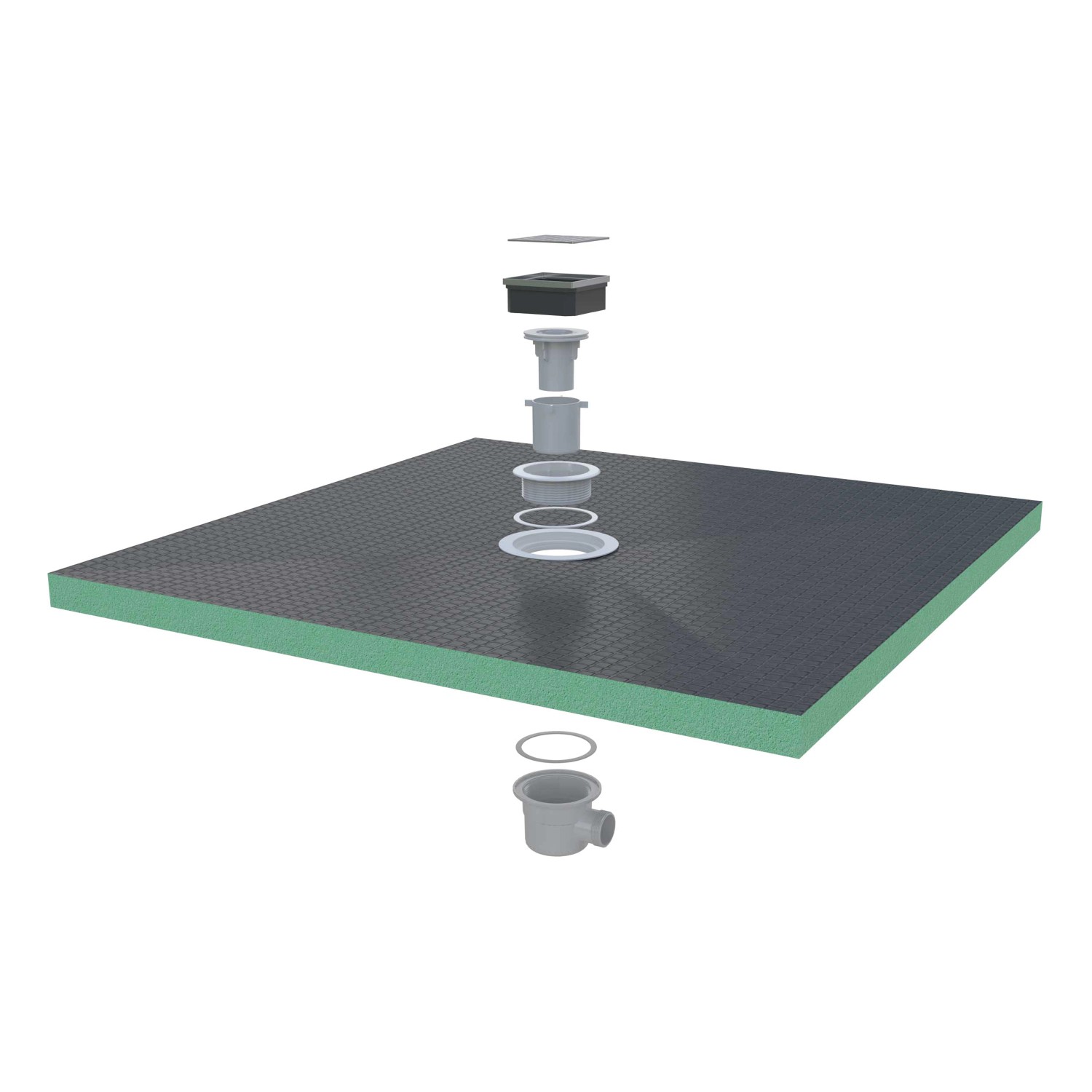 AICA 100x100cm XPS Platten 4cm Duschwanne Duschtasse Duschplatte Fliesenplatte Mit Ablaufgarnitur