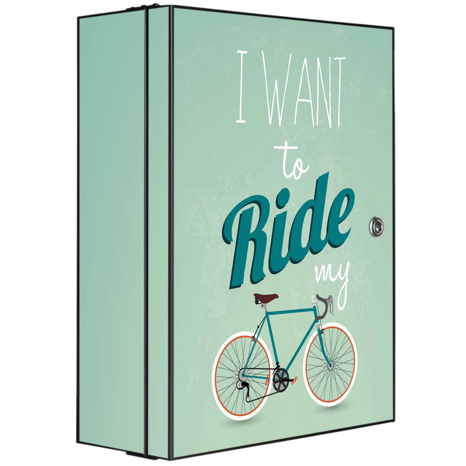 Banjado XXL Medizinschrank Abschliessbar 35x46x15cm Arzneischrank Anthrazit Aus Metall Mit Motiv I Want To Ride My Bike