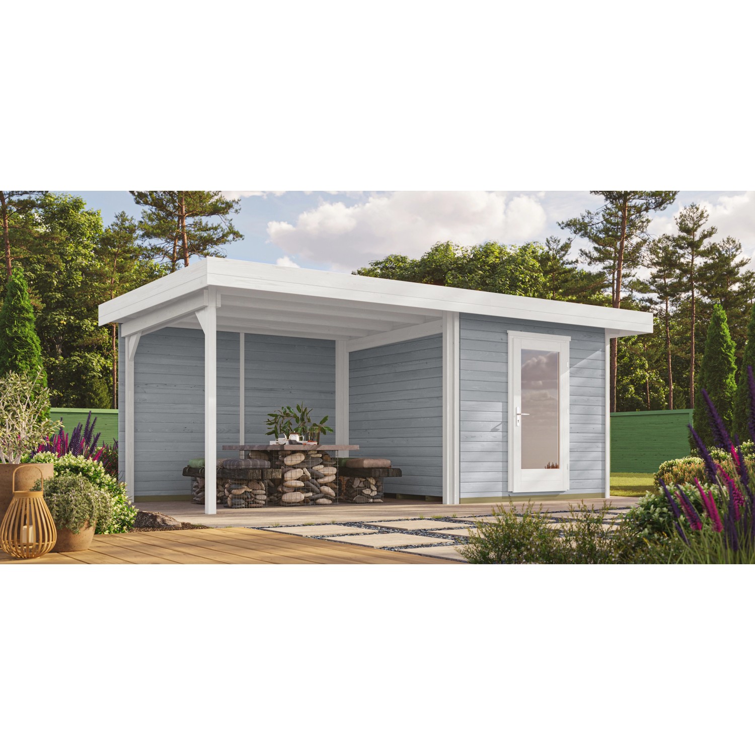 OBI Outdoor Living Holz-Gartenhaus Florenz Flachdach Lasiert 530 cm x 314 cm