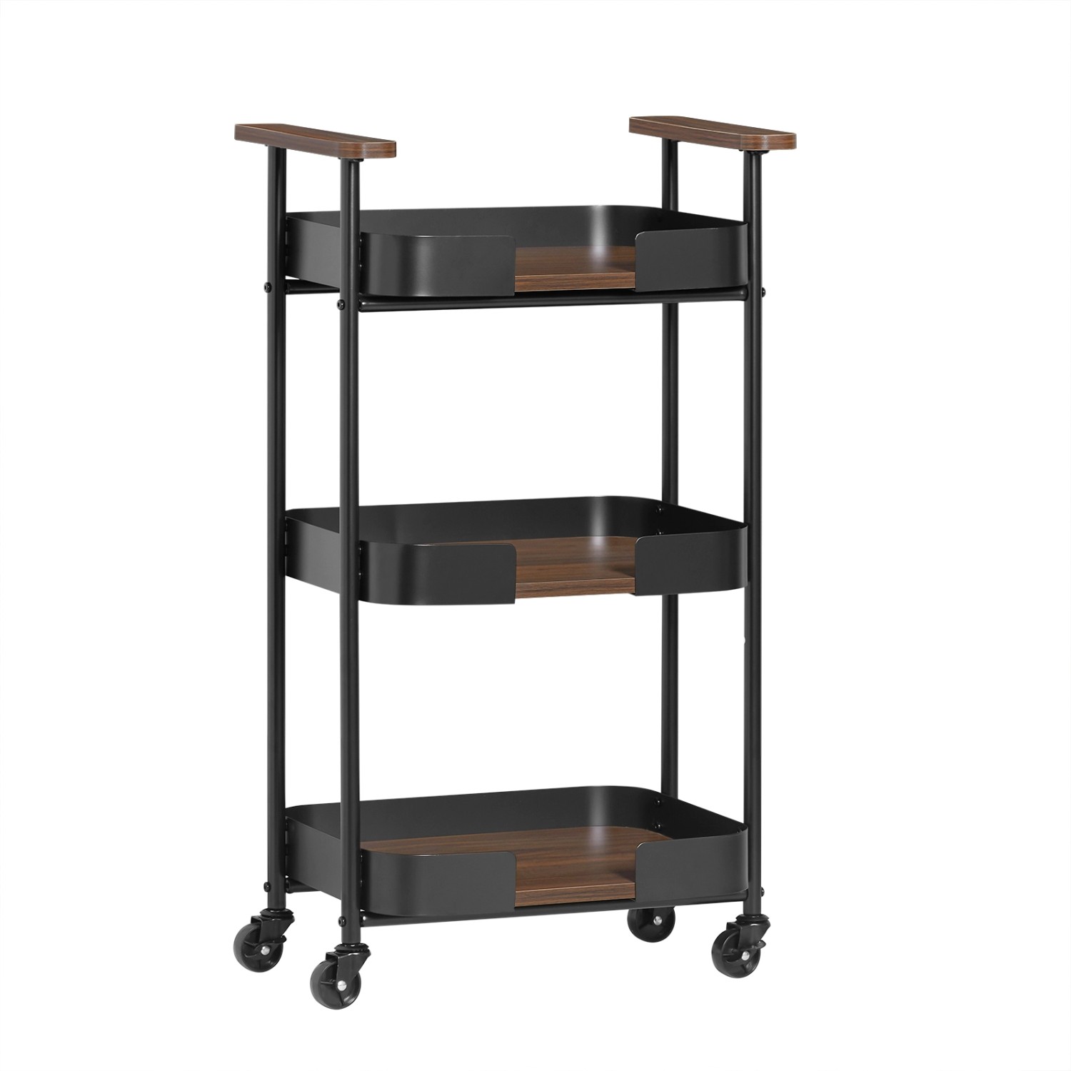 SoBuy Servierwagen mit 3 Etagen Teewagen Küchenwagen 50x86x32cm SVW23-SCH