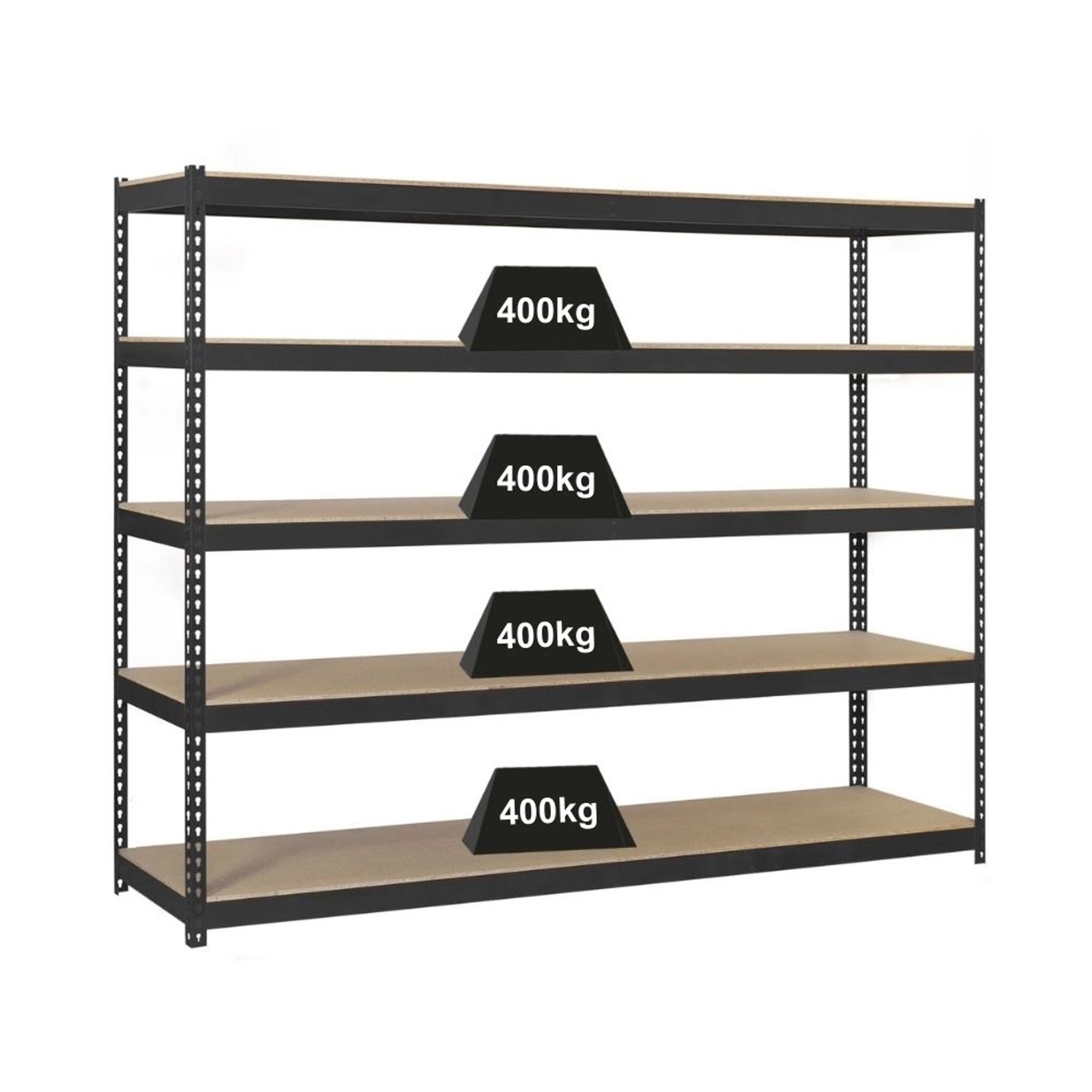 PROREGAL Schwerlastregal Extrem Wood Yeti Five HxBxT 300 x 120 x 75 cm Fachlast 400 kg Anthrazit