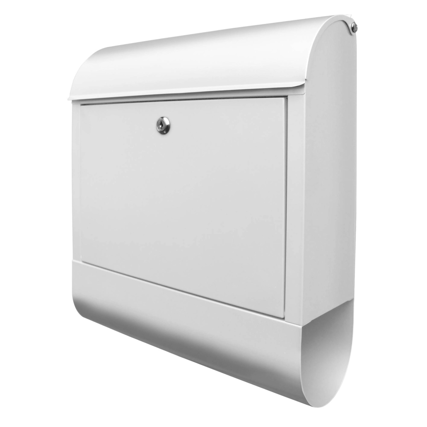 banjado® Design Briefkasten 39x47x14cm & 2 Schlüssel - Briefkasten Stahl weiß mit Zeitungsfach pulverbeschichtet BKW Blanco