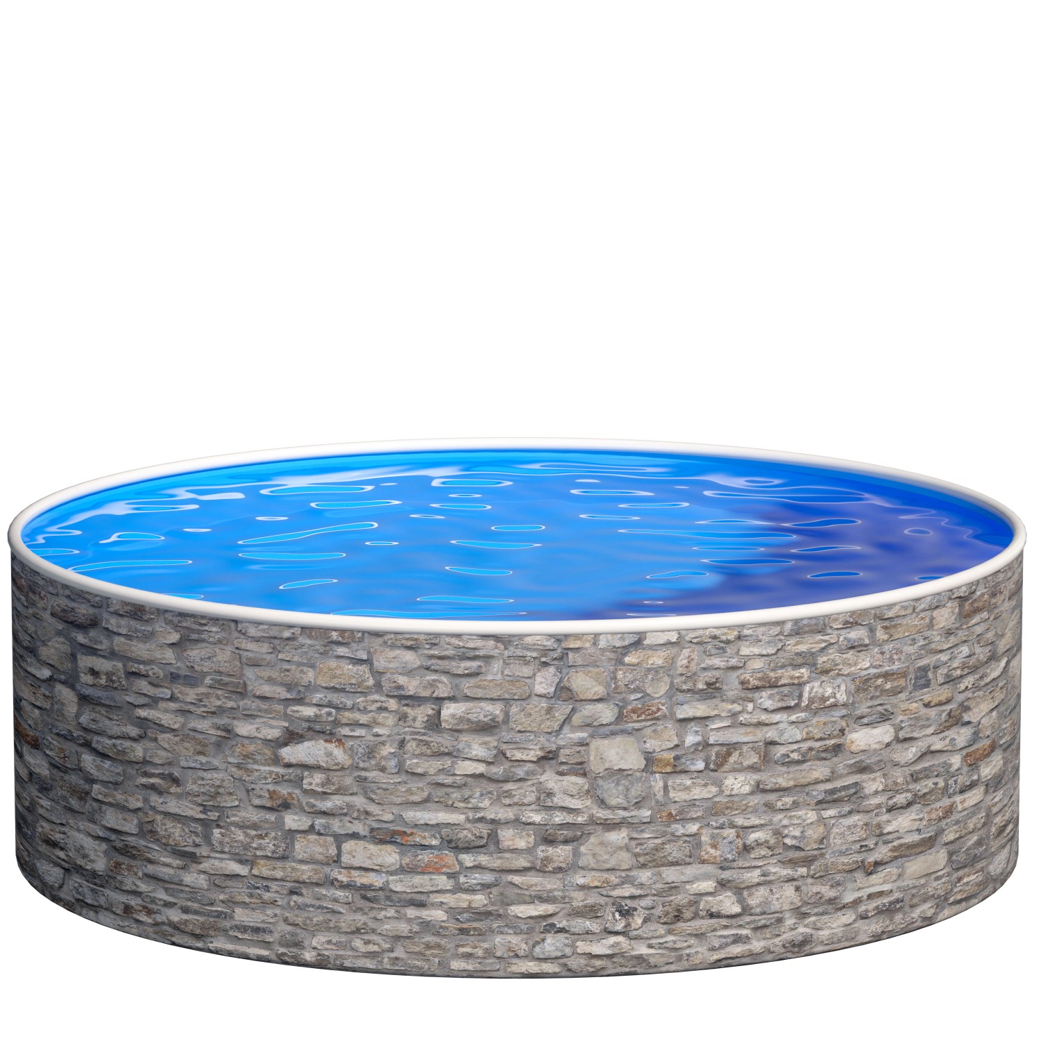 Poolomio Stahlwandpool Set Rund 360 x 90 cm Steinoptik Aufstellpool mit Innenfolie, Skimmer und Einlaufdüse