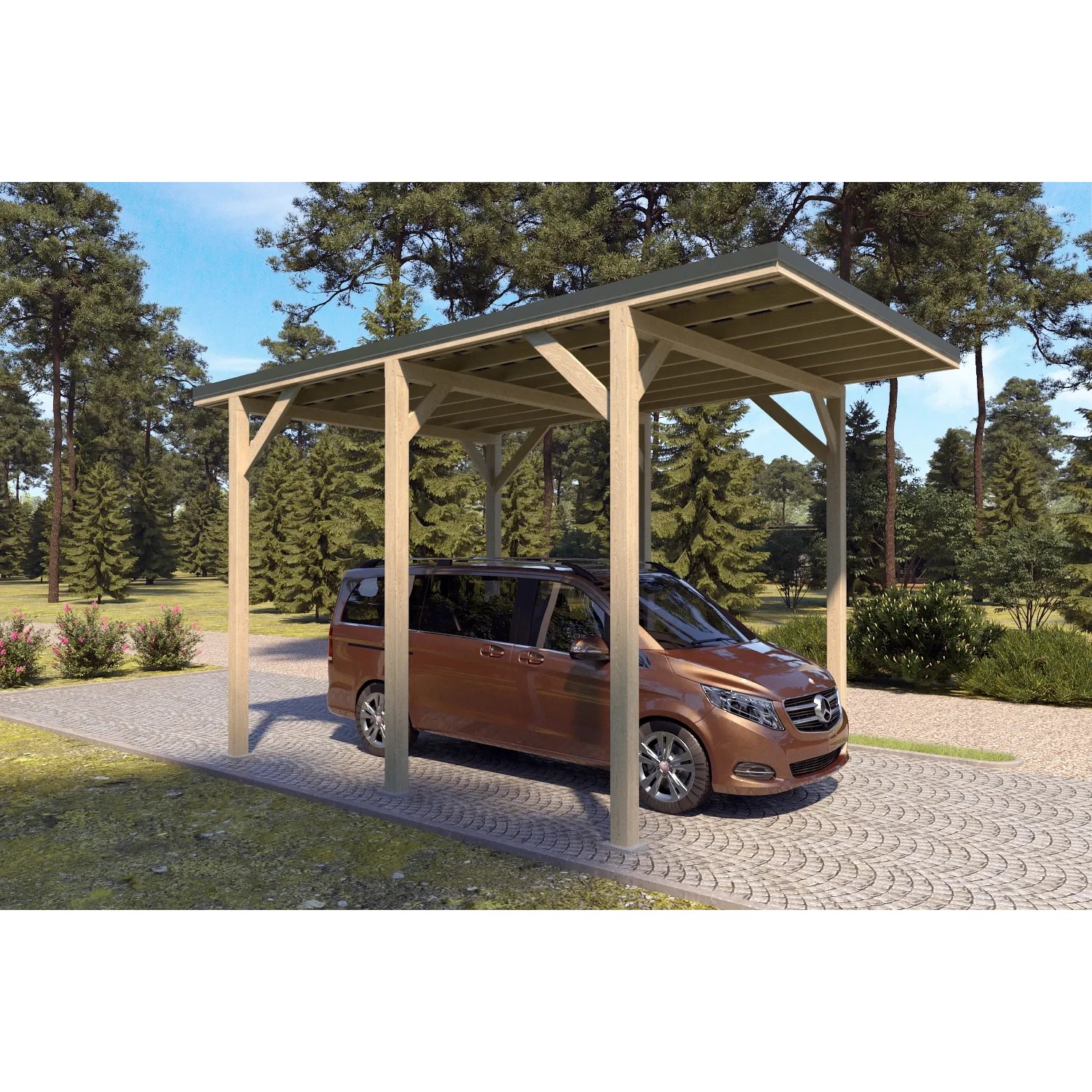 Holzbrüder Camping-Carport Ralf 24m² Natur-Dornengrün