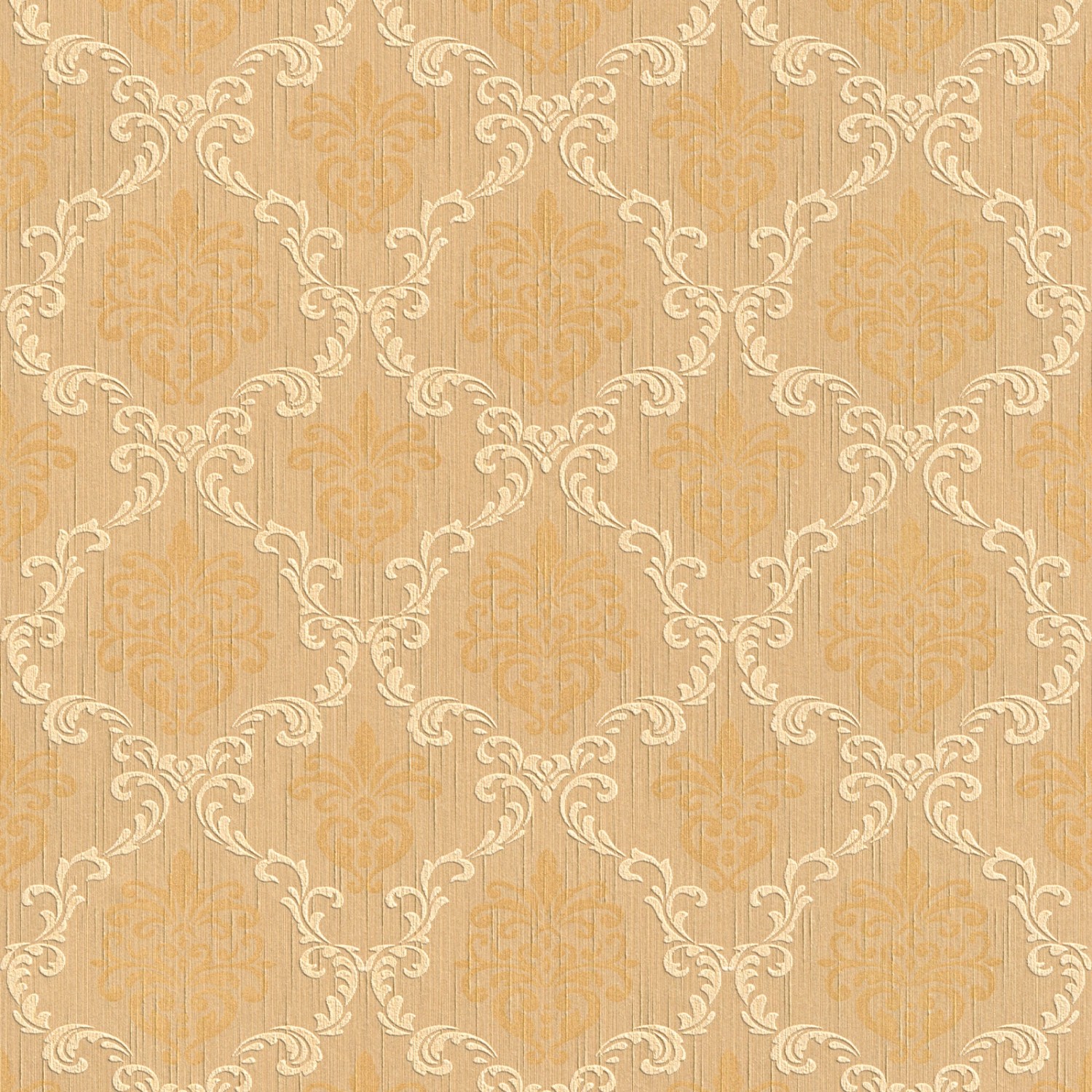 Bricoflor Barock Tapete in Gold Gelb Elegant Vlies Textiltapete mit Ornament Muster für Wohnzimmer und Schlafzimmer Edle Vlies Mustertapete mit Textil