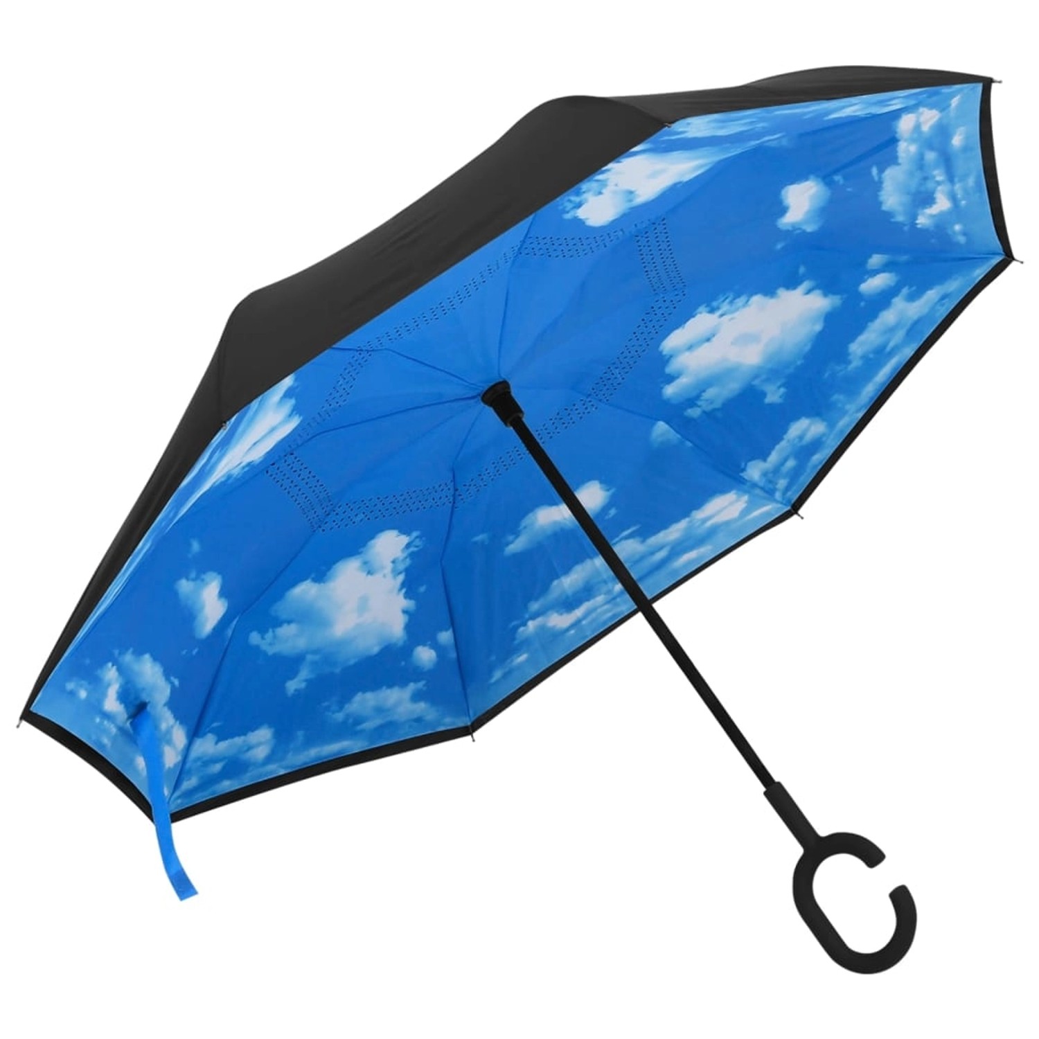 vidaXL Regenschirm C-Griff Schwarz 108 cm 149142