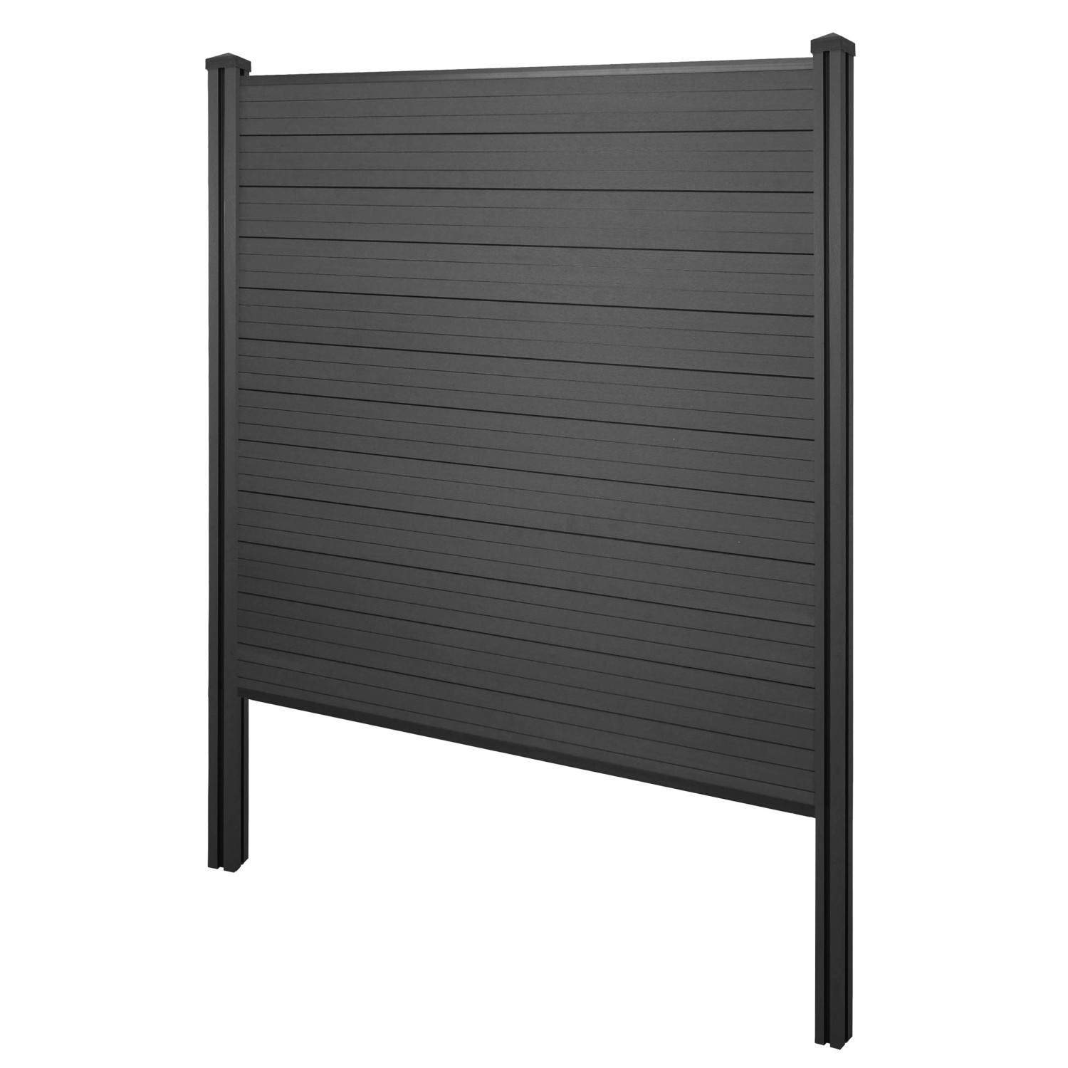 MCW WPC-Sichtschutz Savoie Windschutz Zaun WPC-Pfosten Zum Einbetonieren - Basiselement 195cm Anthrazit