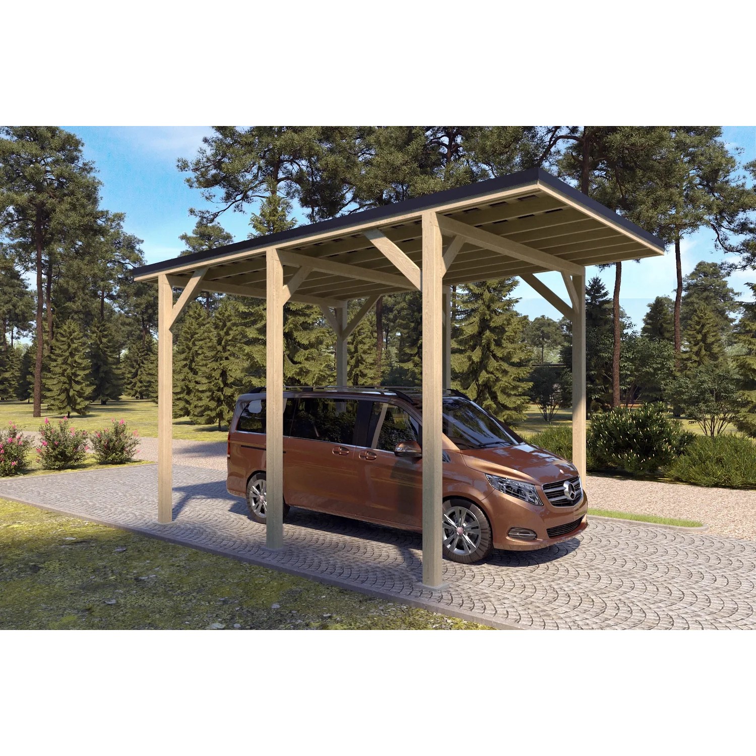 Holzbrüder Camping-Carport Ralf 24m² Natur-Schwarz