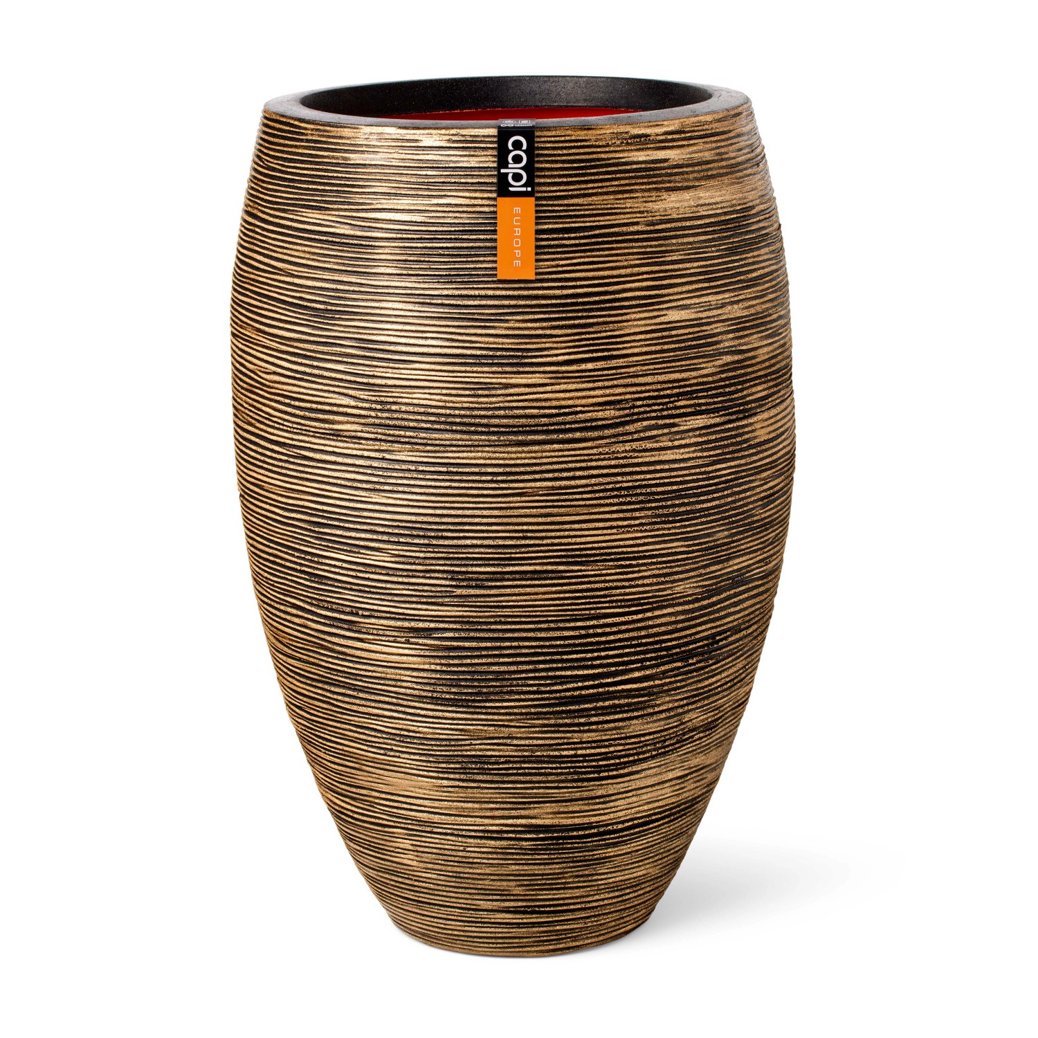 Capi Pflanzgefäß Elegant Deluxe Rib Ø 51 cm x 72 cm Gold-Schwarz