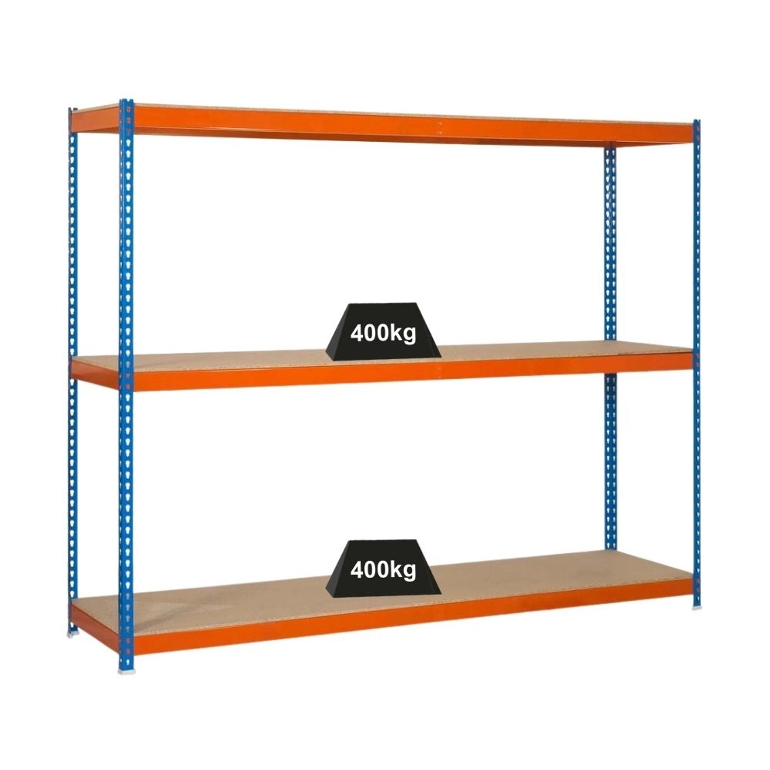 PROREGAL Schwerlastregal Mid Wood Yeti Three HxBxT 150 x 120 x 45 cm Fachlast 400 kg Blau-Orange